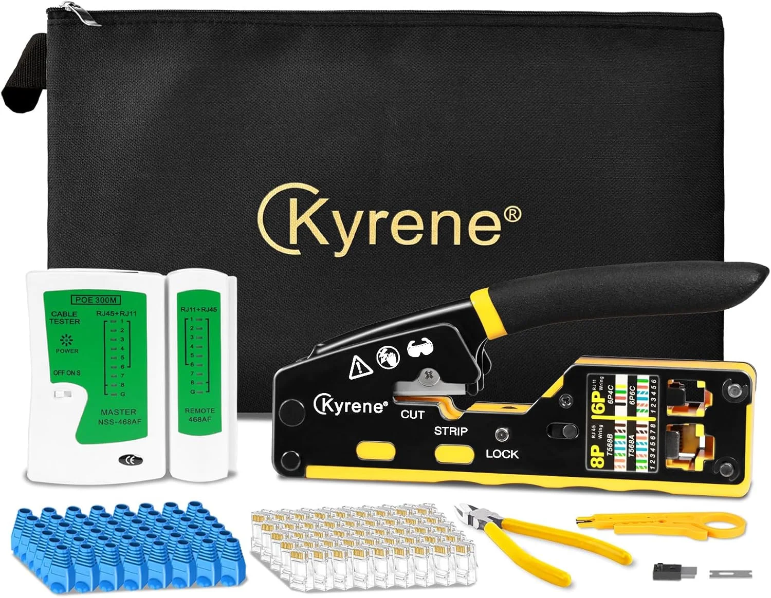 مجموعه ابزار پرس RJ45 عبوری، ابزار پرس کابل شبکه RJ45 برای Cat5، Cat5e و Cat6، مدل K-01