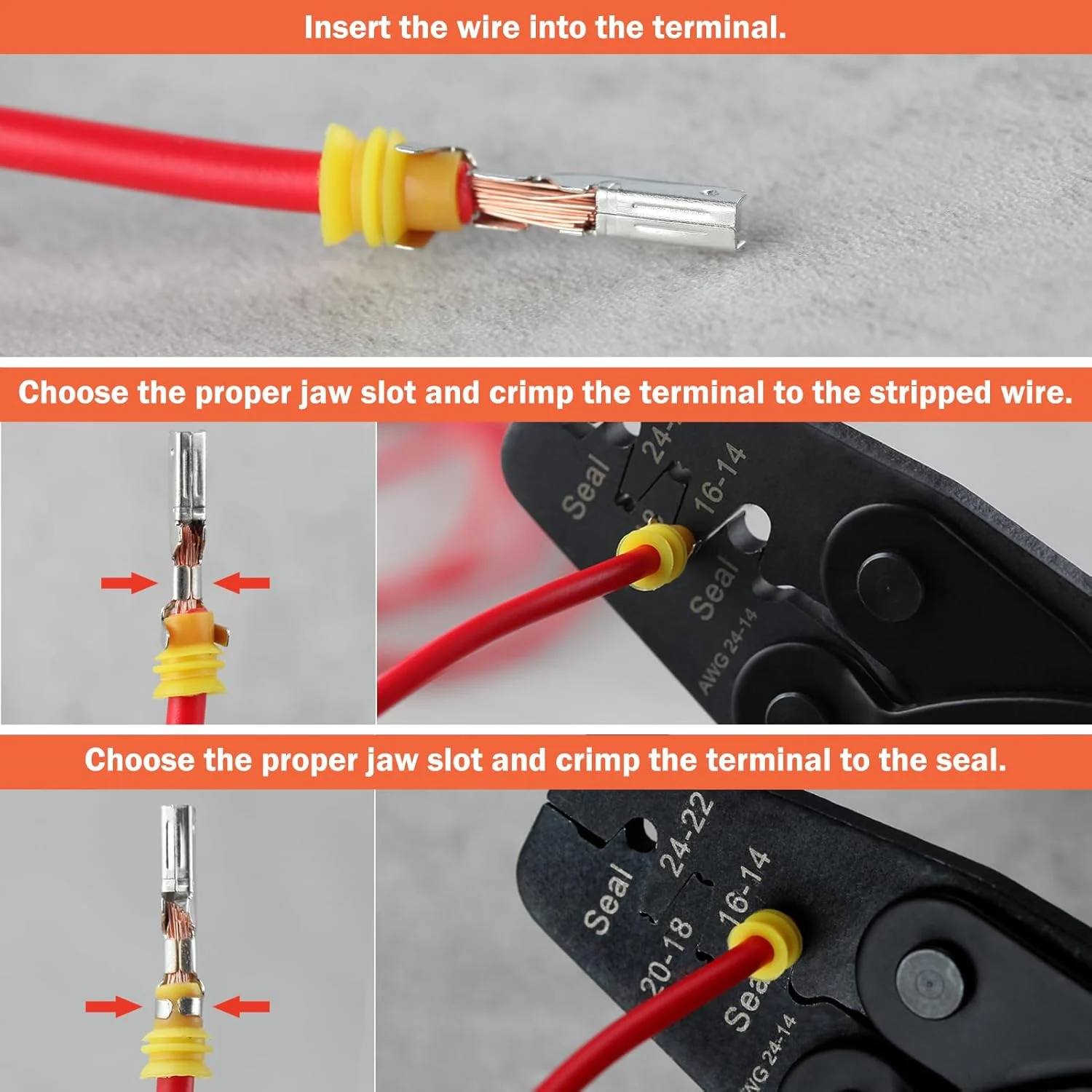 ابزار پرس سرسیم لخت LEONTOOL مدل 1424B، مناسب برای سرسیم های Molex، Delphi، Amp، Tyco، Harley، PC و خودرویی - محدوده AWG 24-14