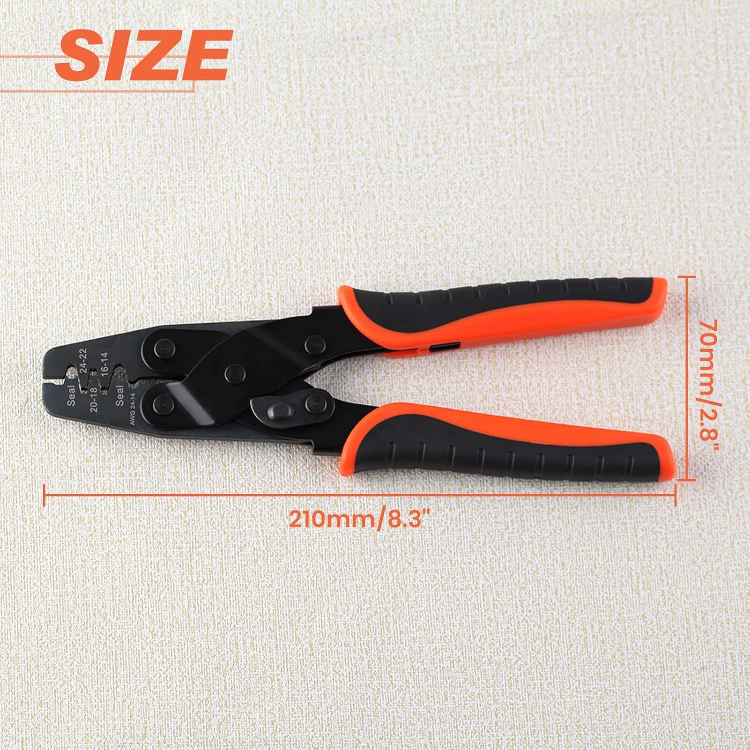 ابزار پرس سرسیم لخت LEONTOOL مدل 1424B، مناسب برای سرسیم های Molex، Delphi، Amp، Tyco، Harley، PC و خودرویی - محدوده AWG 24-14