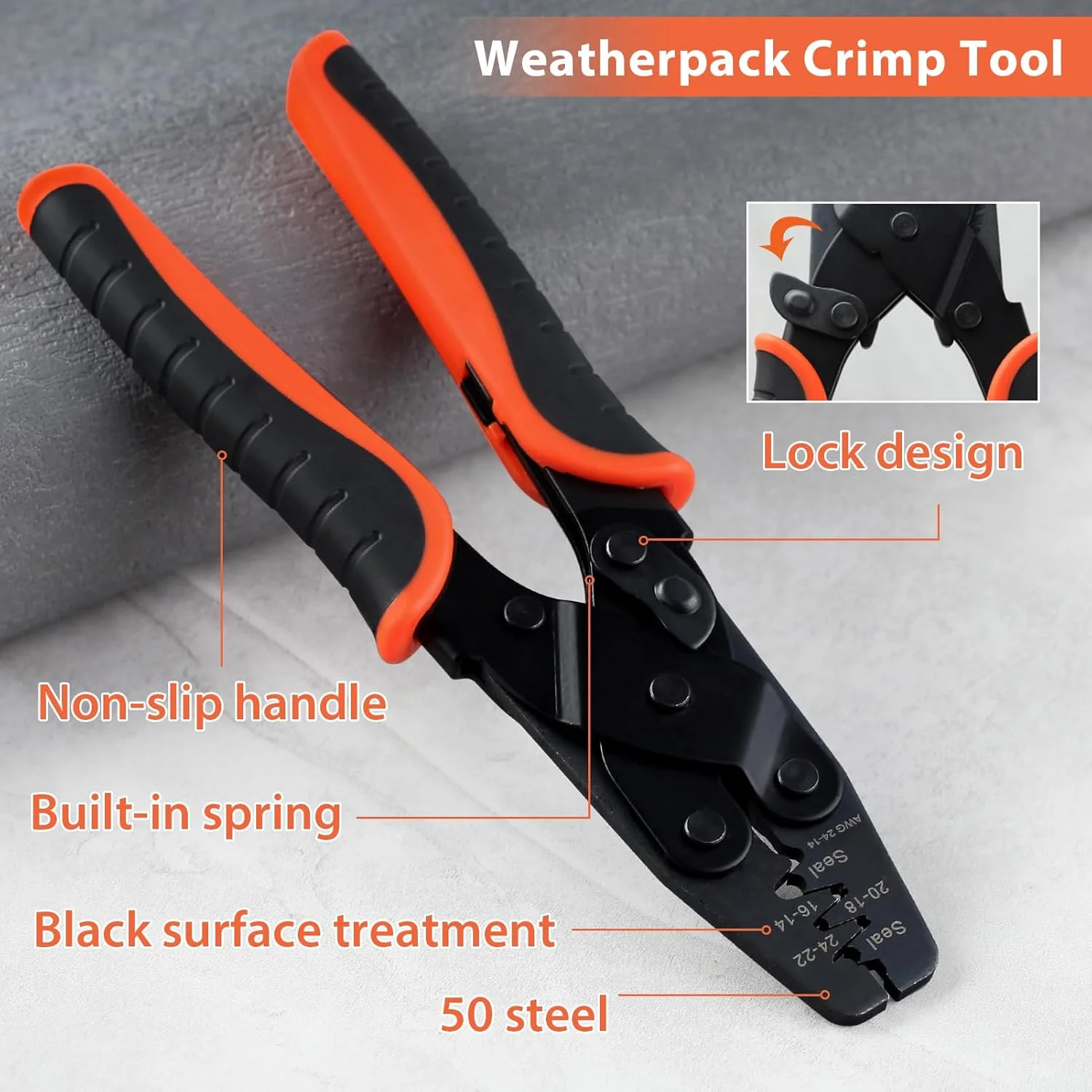 ابزار پرس سرسیم لخت LEONTOOL مدل 1424B، مناسب برای سرسیم های Molex، Delphi، Amp، Tyco، Harley، PC و خودرویی - محدوده AWG 24-14