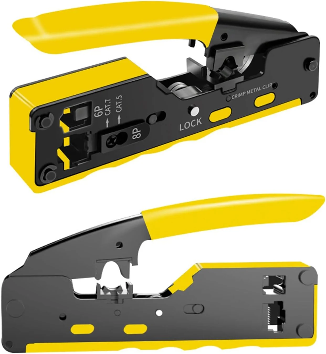 ست ابزار پرس RJ45 - ابزار پرس یکپارچه RJ45 عبوری 8P6P برای لخت کردن و پرس کابل های اترنت/شبکه CAT7