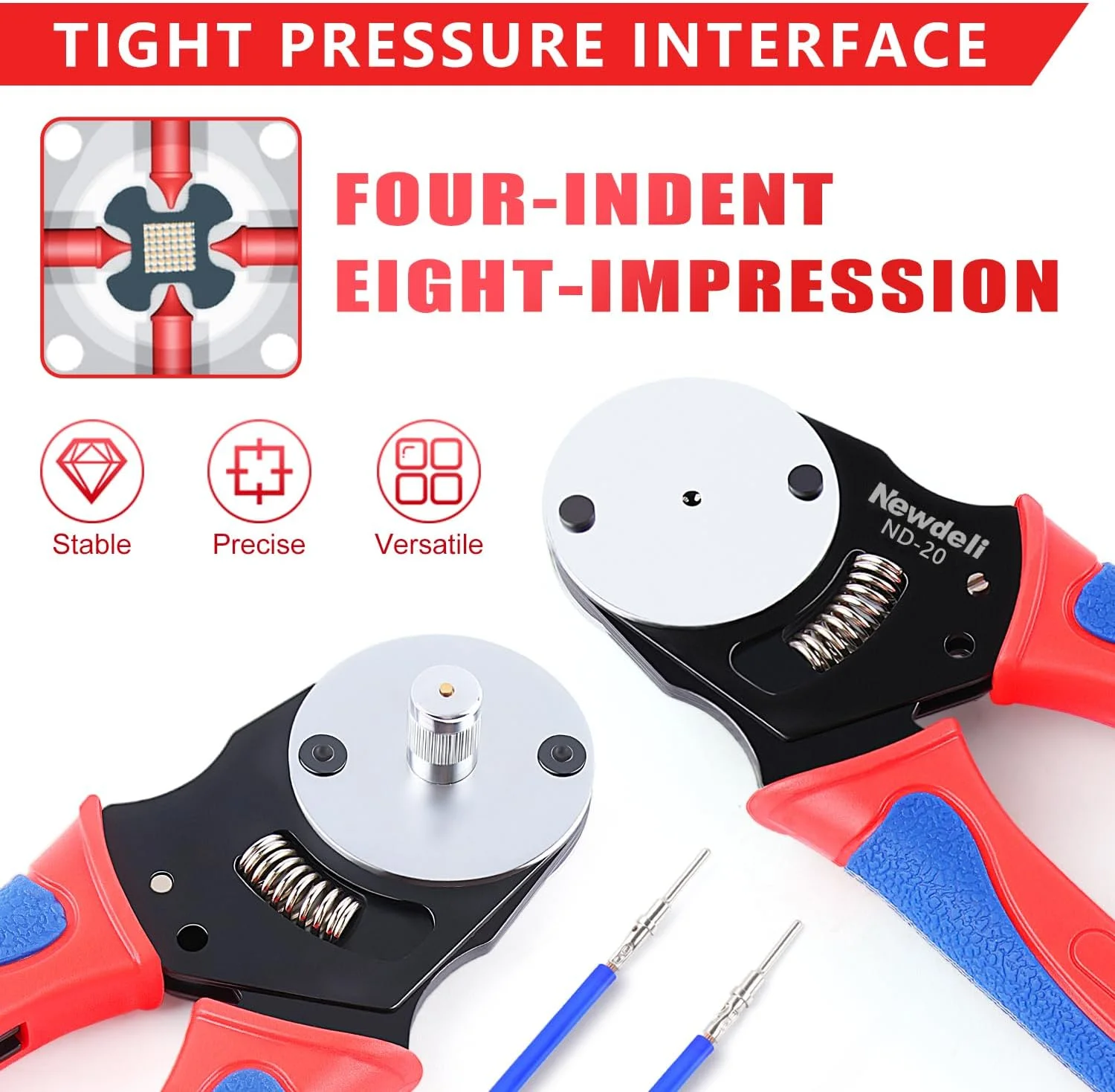 مجموعه ابزار پرس سرسیم نیودلی شامل 12 قطعه، ابزار پرس سرسیم های Deutsch، پرس سرسیم های بشکه بسته و باز به همراه ابزار بیرون آوردن پین Deutsch، ابزار اتصال پرس سیم برای ترمینال های DT Solid Contacts Molex Delphi