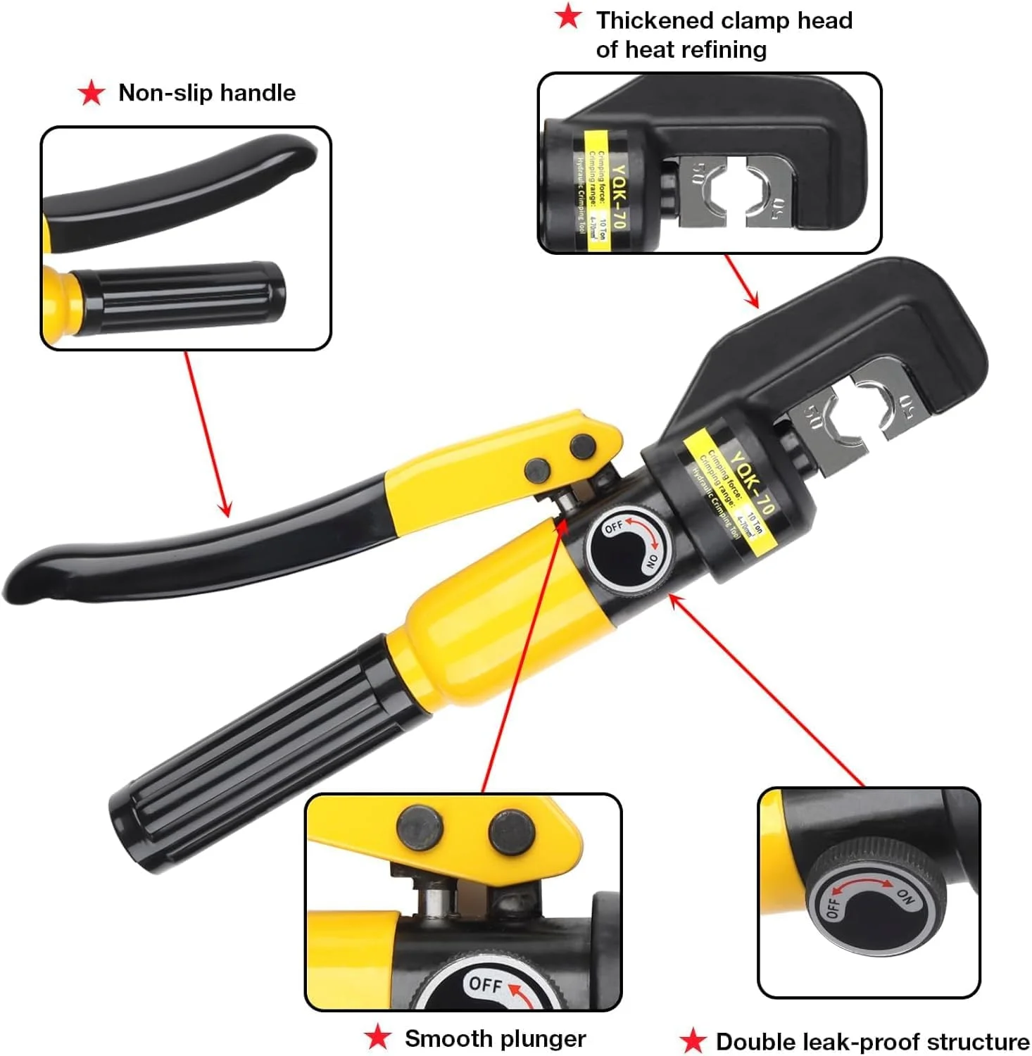ست ابزار پرس هیدرولیک، 8 تن 12 AWG تا 00 (2/0) پرس کابل باتری برای سیم کابل ترمینال الکتریکی و پرس شلنگ هیدرولیک