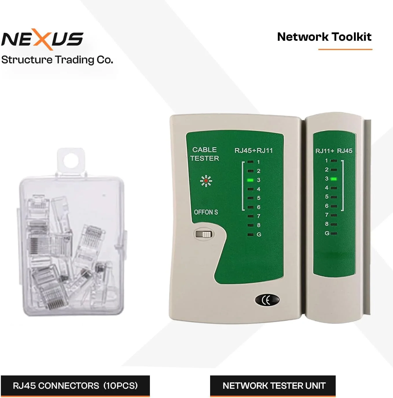 مجموعه ابزار شبکه 9 در 1 نکسوس | مجموعه تعمیر و نصب کابل اترنت با ابزار پرس RJ45، تستر LAN، ابزار پانچ و موارد دیگر - مجموعه ابزار کامل برای CAT5/CAT6/CAT6A در کیف زیپ دار مجموعه ابزار شبکه 9 در 1 نکسوس | مجموعه تعمیر و نصب کابل اترنت با ابزار پرس RJ45، تستر LAN، ابزار پانچ و موارد دیگر - مجموعه ابزار کامل برای CAT5/CAT6/CAT6A در کیف زیپ دار