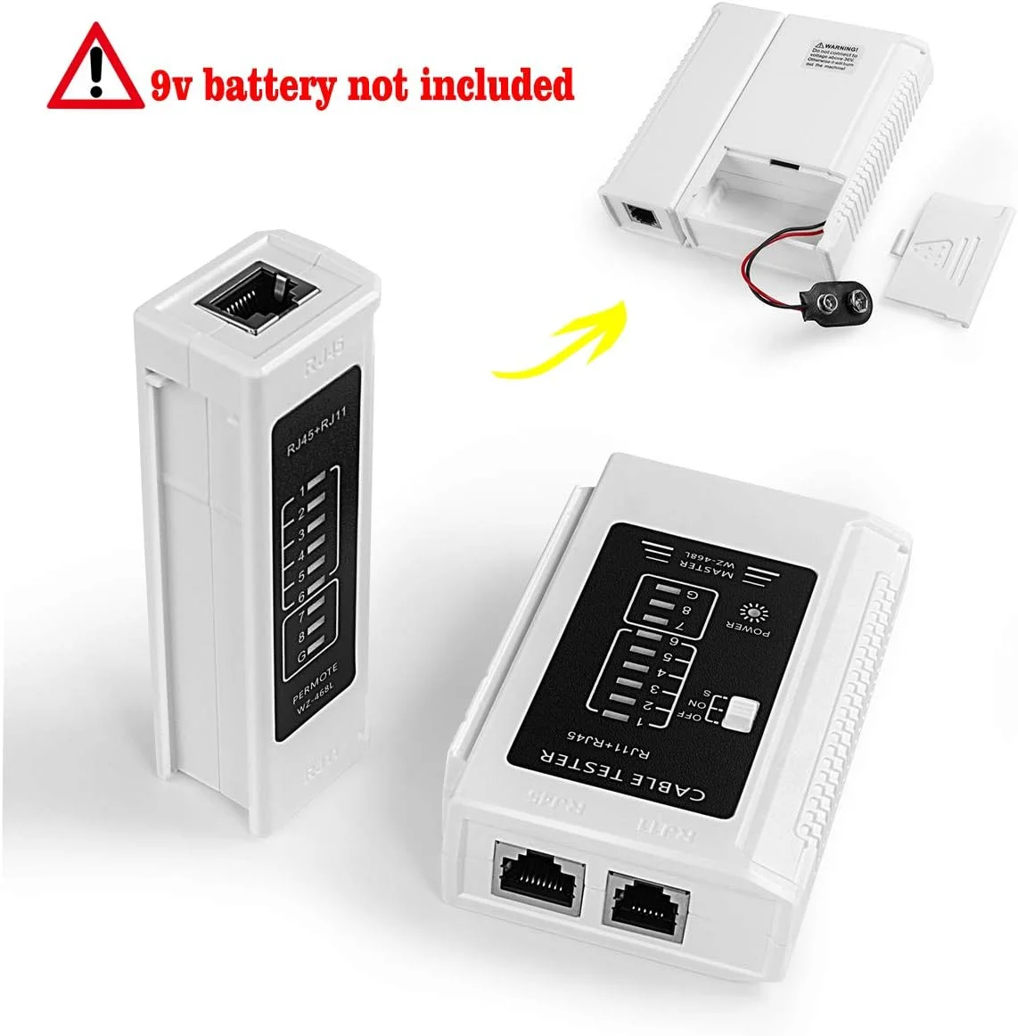 ابزار پرس RJ45 پتچ‌تول، ابزار پرس همه‌کاره، سیم‌چین اترنت، سیم‌لخت‌کن به همراه یک عدد تستر کابل، 20 عدد کانکتور Cat6 و یک عدد سیم‌لخت‌کن زرد