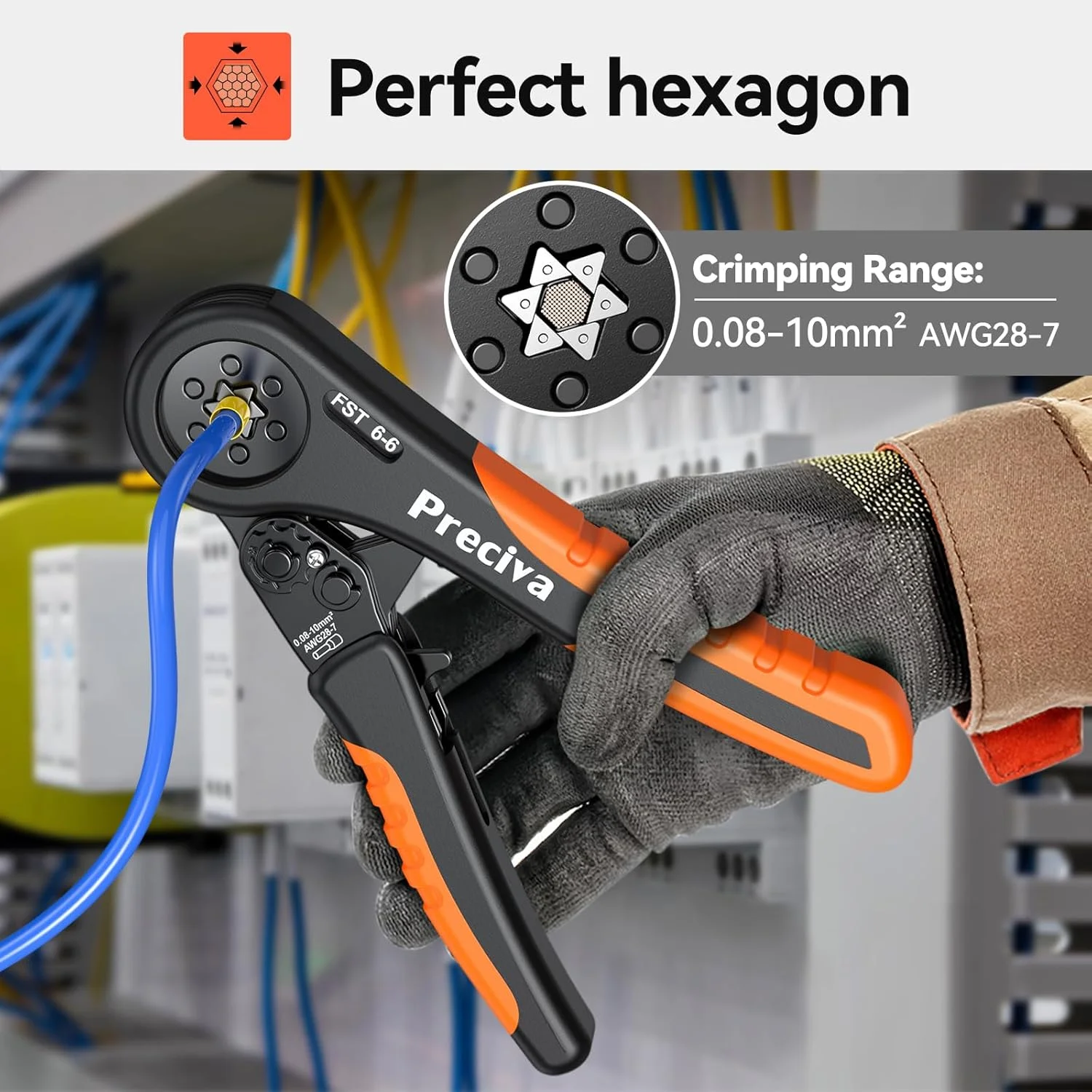 مجموعه انبر پرس سرسیم شش ضلعی Preciva 0.08-6 میلی متر مربع به همراه 2000 عدد سرسیم مجموعه انبر پرس سرسیم شش ضلعی Preciva 0.08-6 میلی متر مربع به همراه 2000 عدد سرسیم