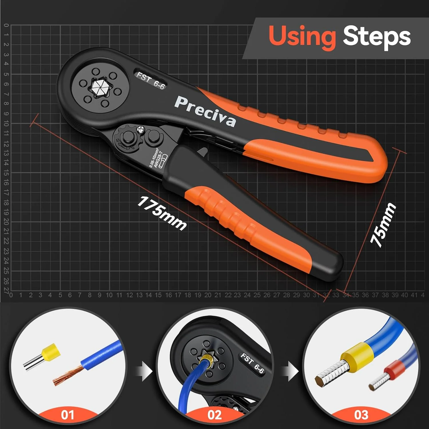 مجموعه انبر پرس سرسیم شش ضلعی Preciva 0.08-6 میلی متر مربع به همراه 2000 عدد سرسیم مجموعه انبر پرس سرسیم شش ضلعی Preciva 0.08-6 میلی متر مربع به همراه 2000 عدد سرسیم