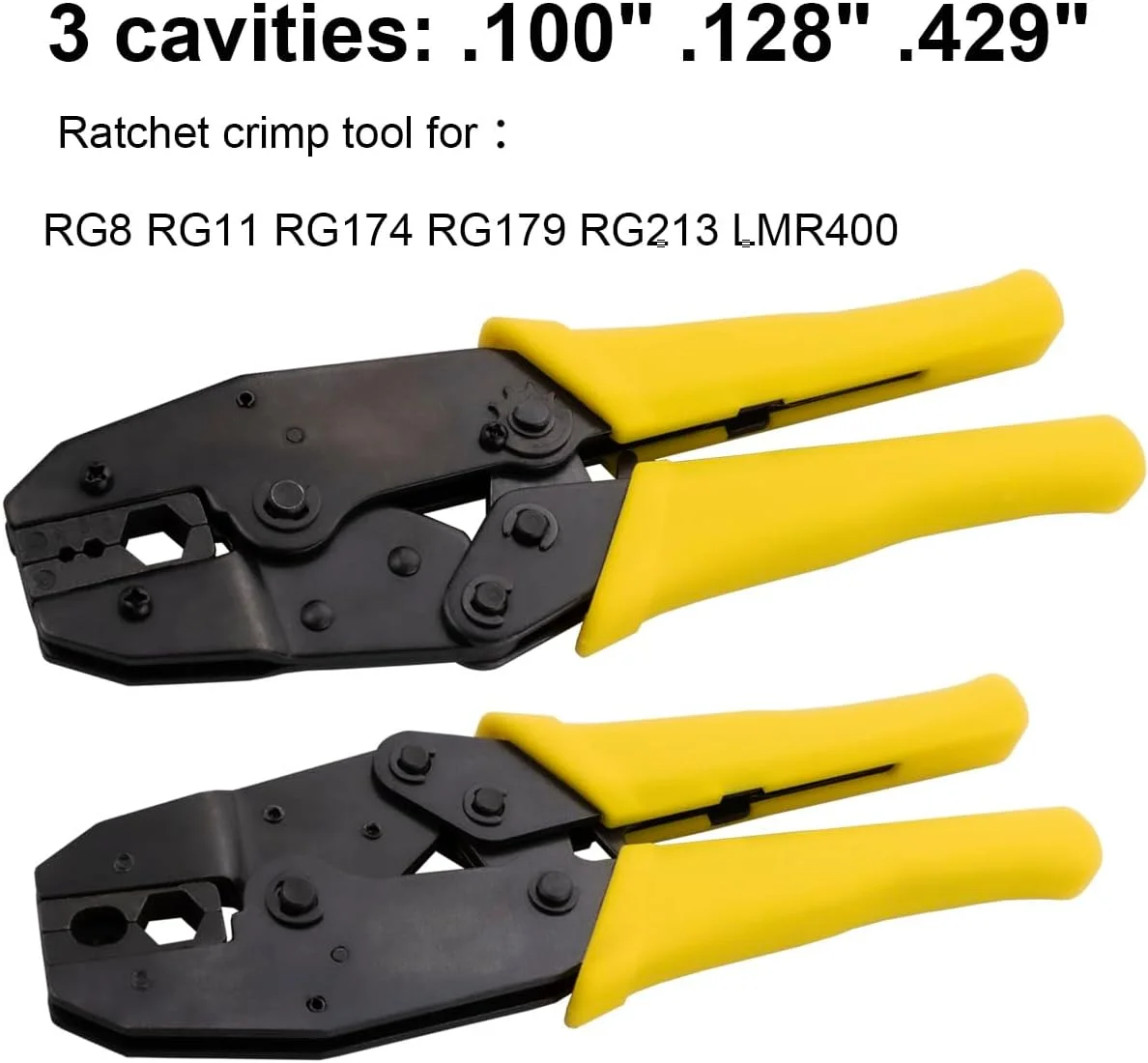 ابزار پرس کابل کواکسیال LMR400، Belden9913، RG8، RG213، RG214، RG316، RG174، ابزار پرس با قالب شش ضلعی 10.90 میلی‌متری برای کابل‌های نوع 400 - زرد