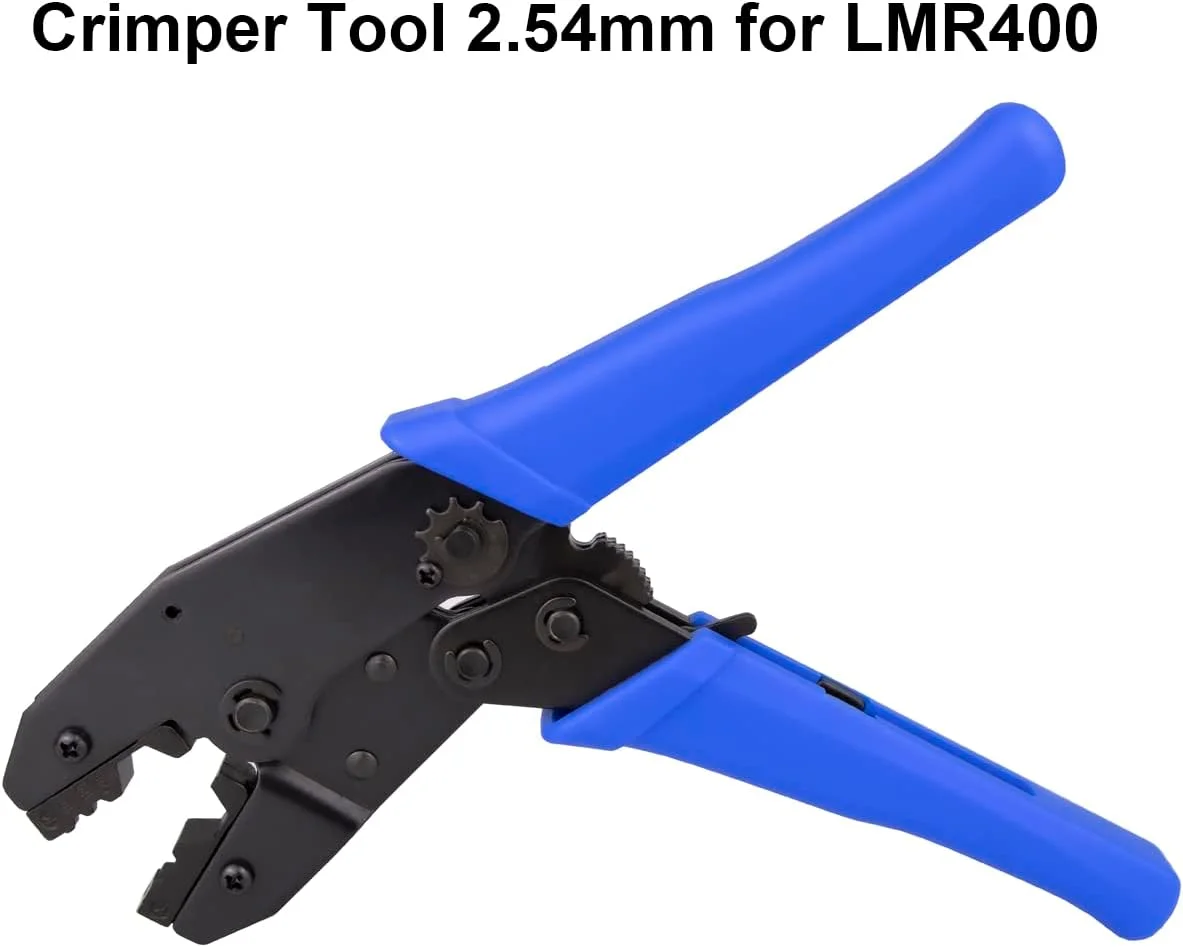 ابزار پرس کابل RFIOTASY برای کانکتورهای LMR400، RG8، RG9، Belden 9913، RG213، RG214، RG174، RG316، ابزار پرس با قالب شش ضلعی 10.90 میلی‌متری برای تمام کابل‌های نوع 400 (ابزار پرس LMR400 آبی)