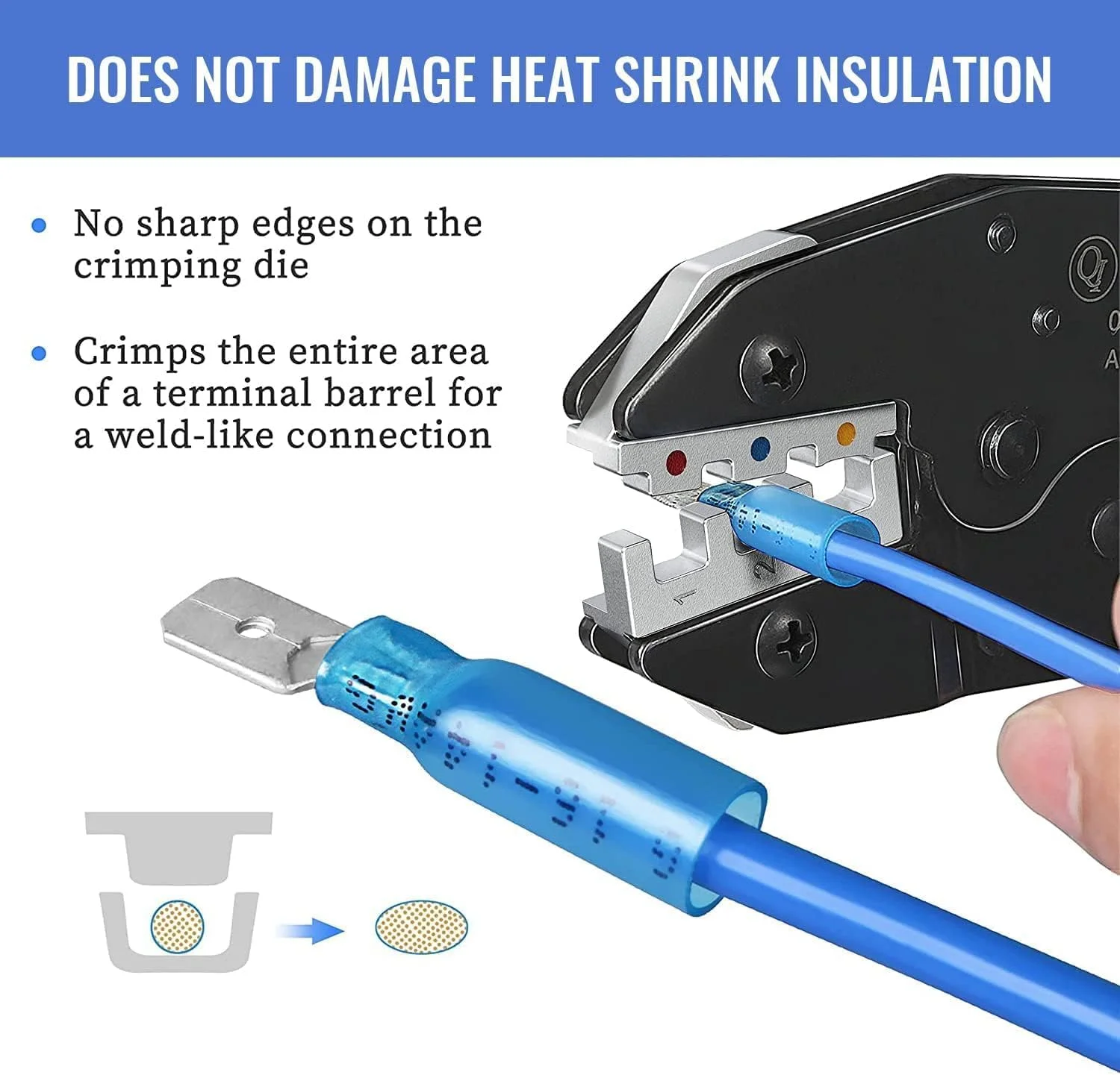 ابزار پرس سرسیم کیبائو با مکانیزم جغجغه ای برای اتصالات حرارتی، ابزار پرس سرسیم با دامنه AWG 22-10