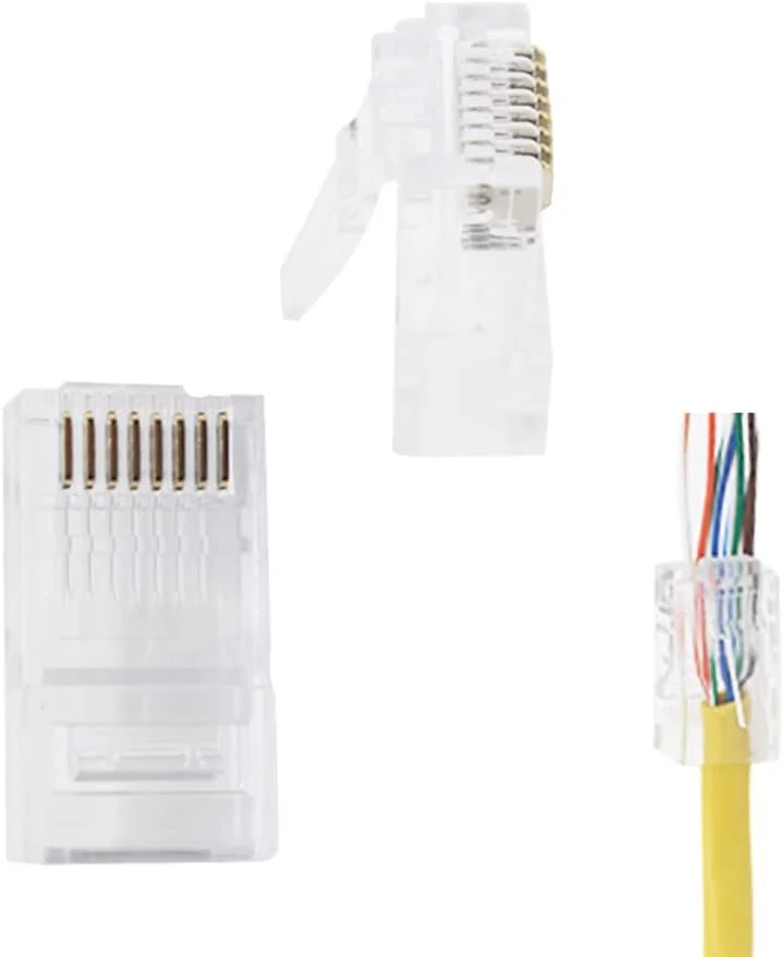 ابزار پرس RJ45 مدل RHCXCYTJ، ابزار اتصال اترنت، سیم لخت کن و برش دهنده سیم، همه کاره با 50 کانکتور مستقیم Cat6 RJ45، کانکتورهای مستقیم معمولی و انتهایی CAT6