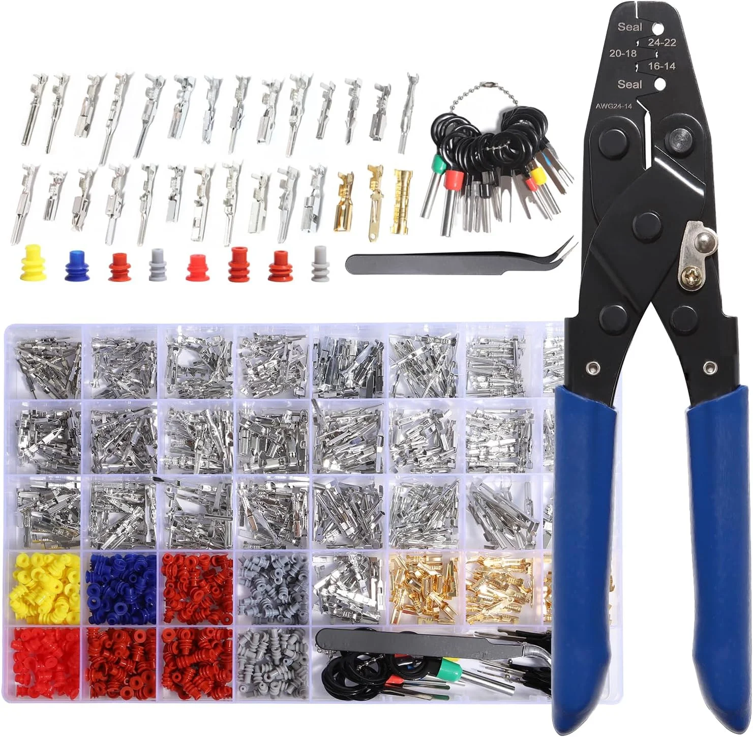 کیت پین های اتصال ترمینال خودرویی الکتریکی 1/1.5/1.8/2.2/2.3/2.5/2.8/3.5 میلی متر نر و ماده، ابزار حذف سیم، کیت موتورسیکلت ATV، سیم غیر عایق، مجموعه ابزار پرس