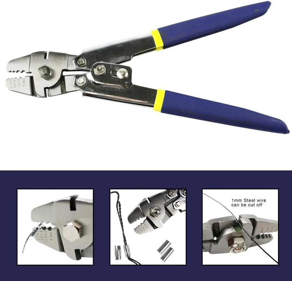 مجموعه ابزار سیم چین و آستین های بیضی آلومینیومی مسی Shaddock Fishing برای سیم های ماهیگیری از 0.1mm تا 2.2mm