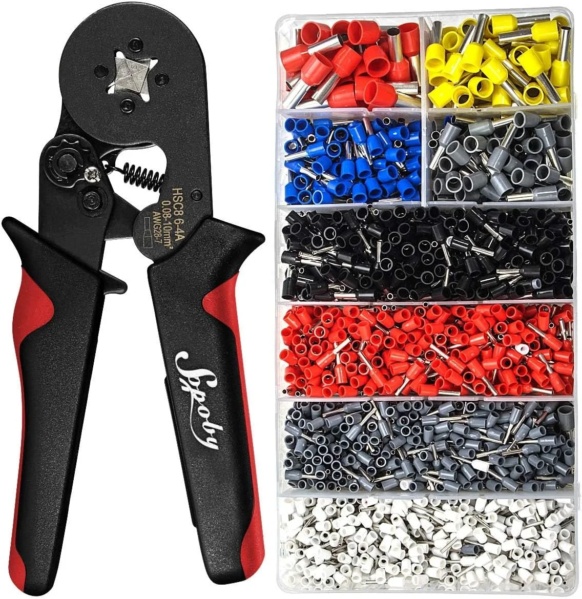 ست ابزار پرس سرسیم سوپوبی - انبر پرس سرسیم (AWG 28-7) به همراه 1800 عدد سرسیم و ترمینال