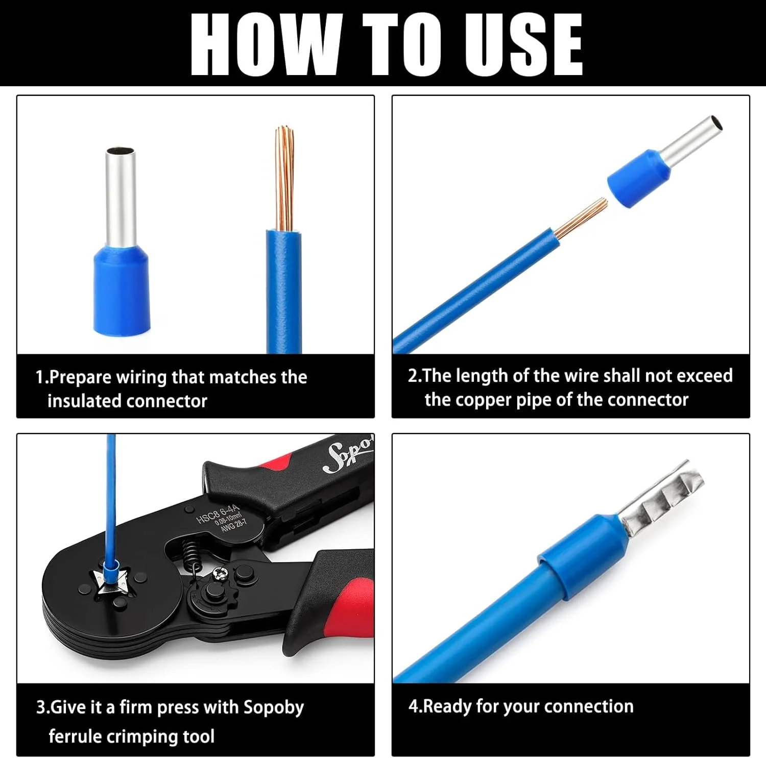 ست ابزار پرس سرسیم سوپوبی - انبر پرس سرسیم (AWG 28-7) به همراه 1800 عدد سرسیم و ترمینال