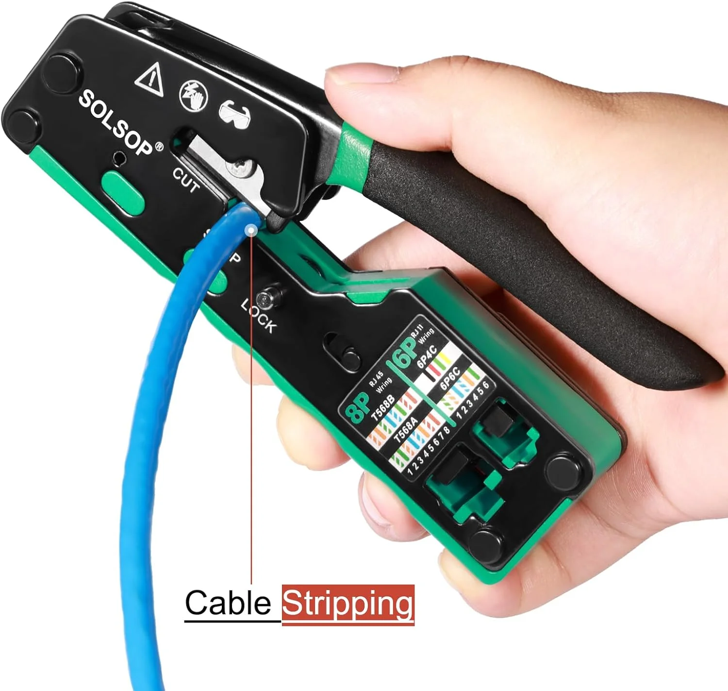 ابزار پرس سوکت شبکه Solsop RJ45 - ابزار پرس Cat6 برای کانکتورهای Cat5 Cat5e Cat6 8P8C، ابزار پرس همه کاره RJ45 و تستر شبکه