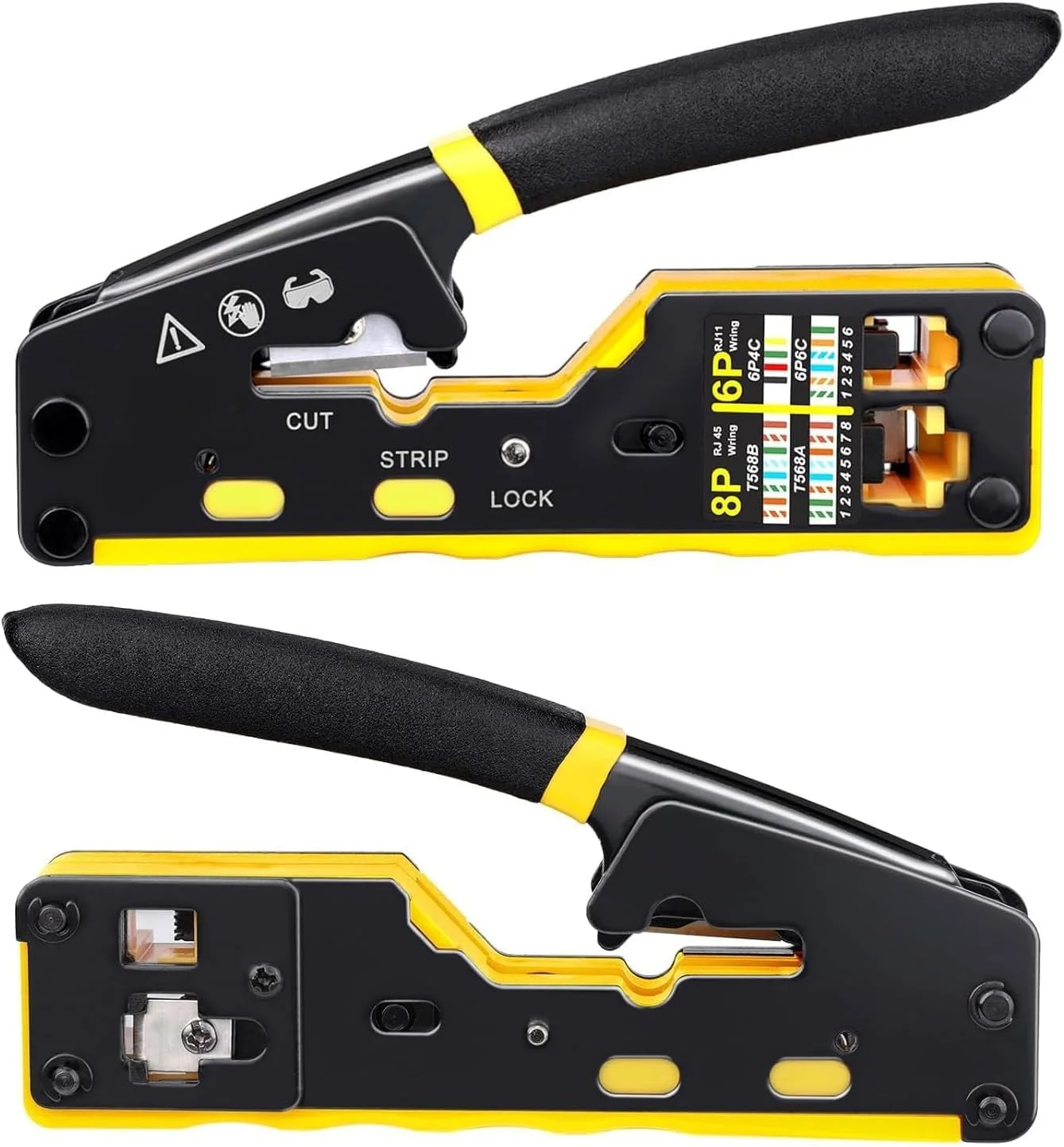 ابزار پرس RJ45 مدل X spring به همراه 50 عدد کانکتور CAT6، ایده آل برای تکنسین های شبکه و کاربران خانگی، مناسب برای ساخت کابل های سفارشی اترنت و تلفن