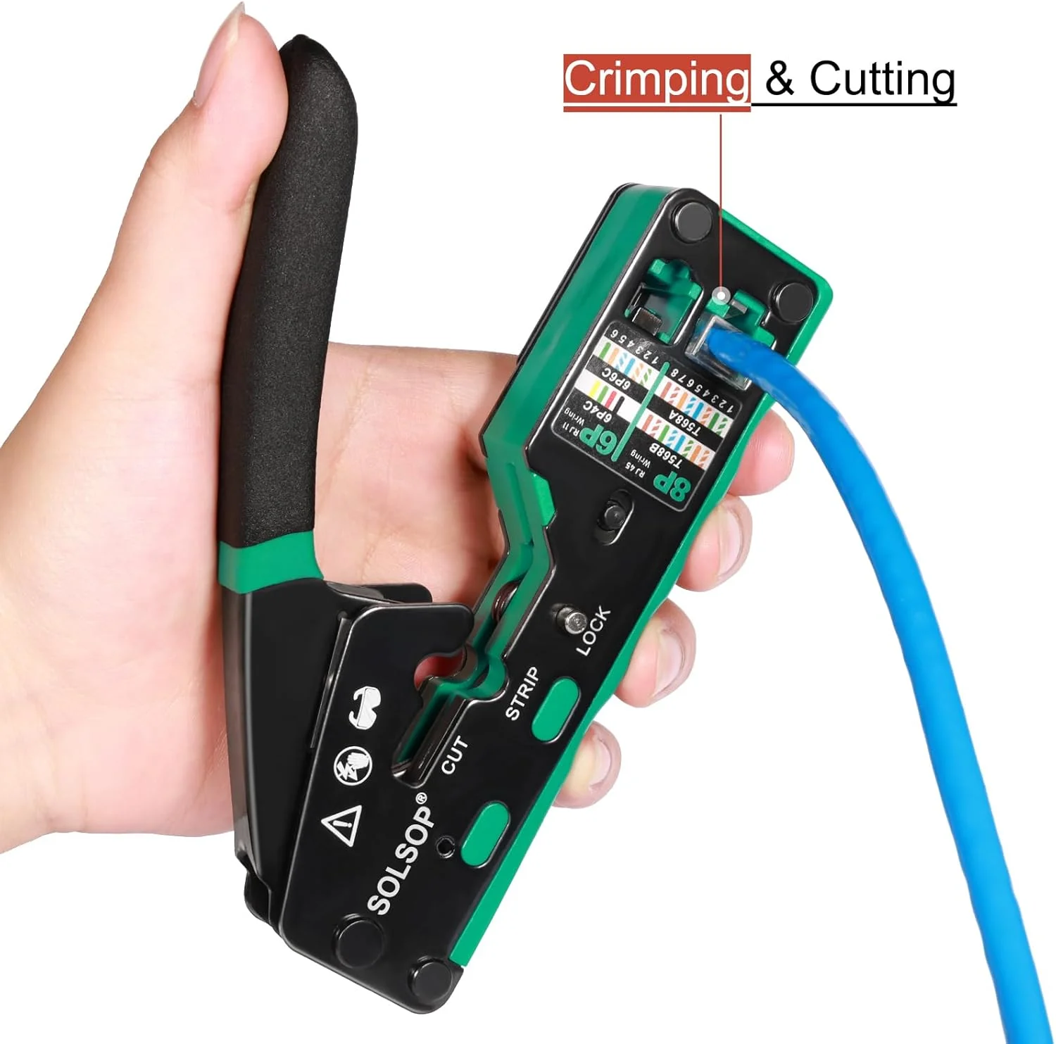 ابزار پرس سوکت شبکه Solsop RJ45 - ابزار پرس Cat6 برای کانکتورهای Cat5 Cat5e Cat6 8P8C، ابزار پرس همه کاره RJ45 و تستر شبکه