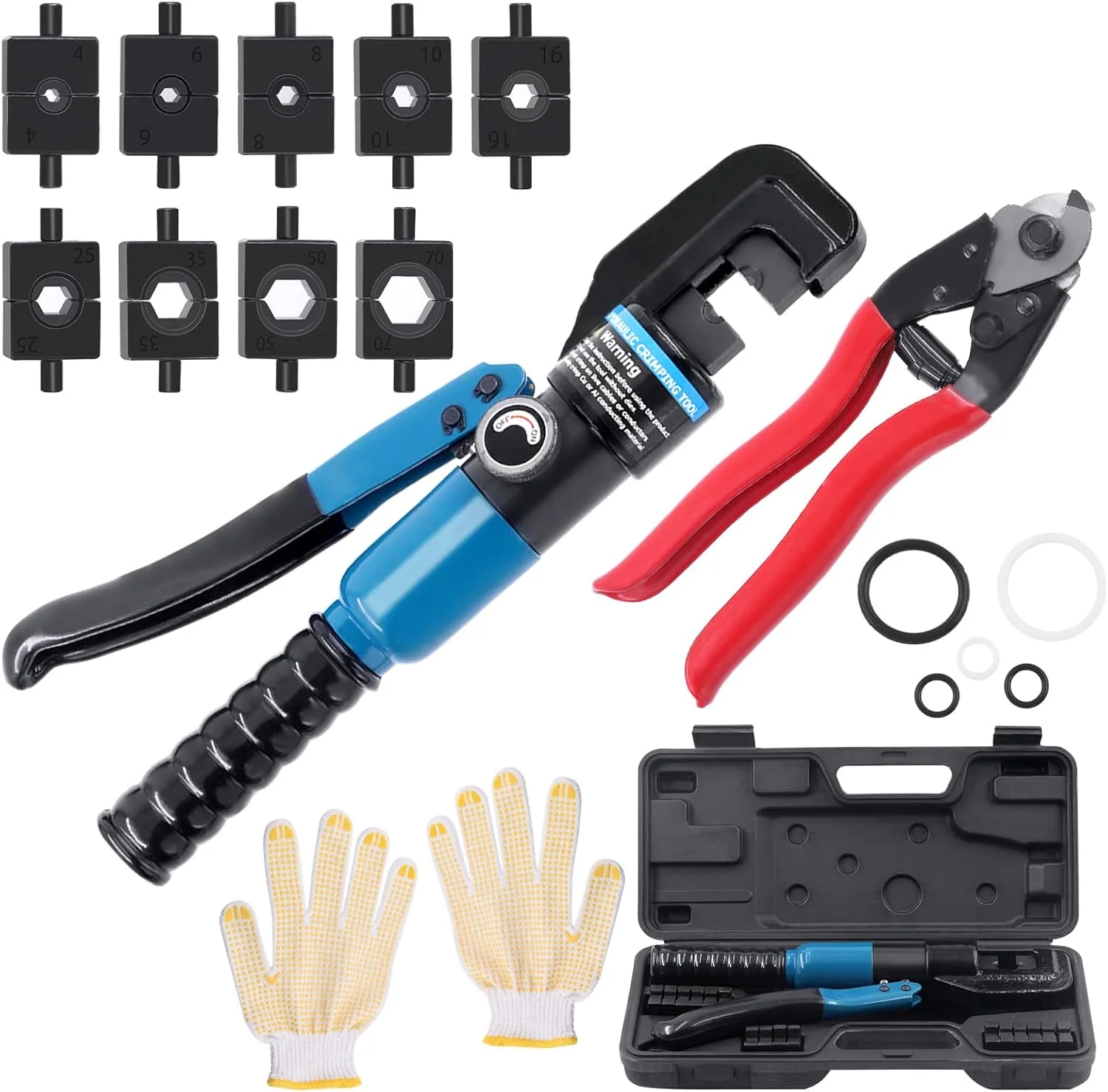 ابزار پرس هیدرولیک دستی 10 تنی Swpeet با سیم چین استیل تا 5/32 اینچ و کیت مجموعه 9 عددی قالب پرس، اتصالات نرده کابلی برای ابزار پرس هیدرولیک کابل 1/8 اینچ 3/16 اینچ