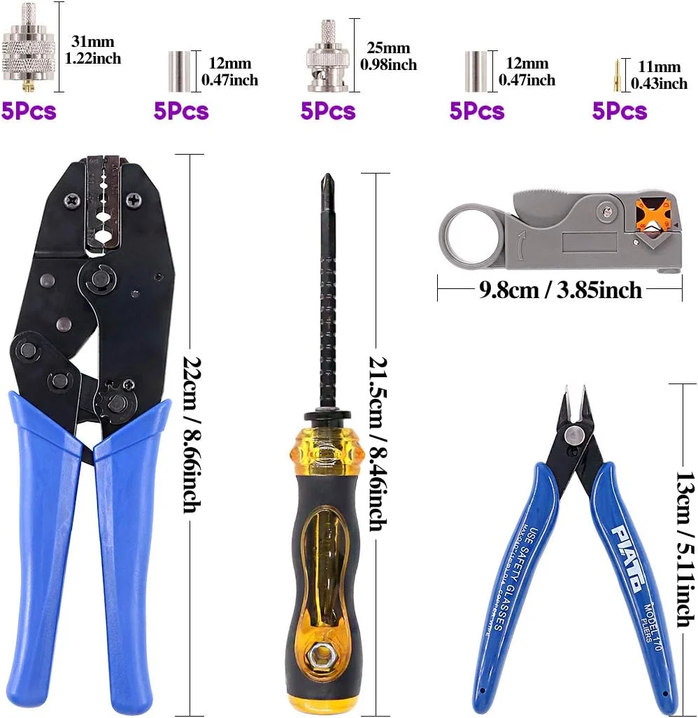 مجموعه ابزار کابل کواکسیال حرفه ای Swpeet شامل 14 قطعه، ابزار کابل کواکسیال با ضامن و یک عدد کابل لخت کن و 10 عدد کانکتور BNC نر/مستقیم 50 اهم برای کانکتورهای کواکسیال مجموعه ابزار کابل کواکسیال حرفه ای Swpeet شامل 14 قطعه، ابزار کابل کواکسیال با ضامن و یک عدد کابل لخت کن و 10 عدد کانکتور BNC نر/مستقیم 50 اهم برای کانکتورهای کواکسیال