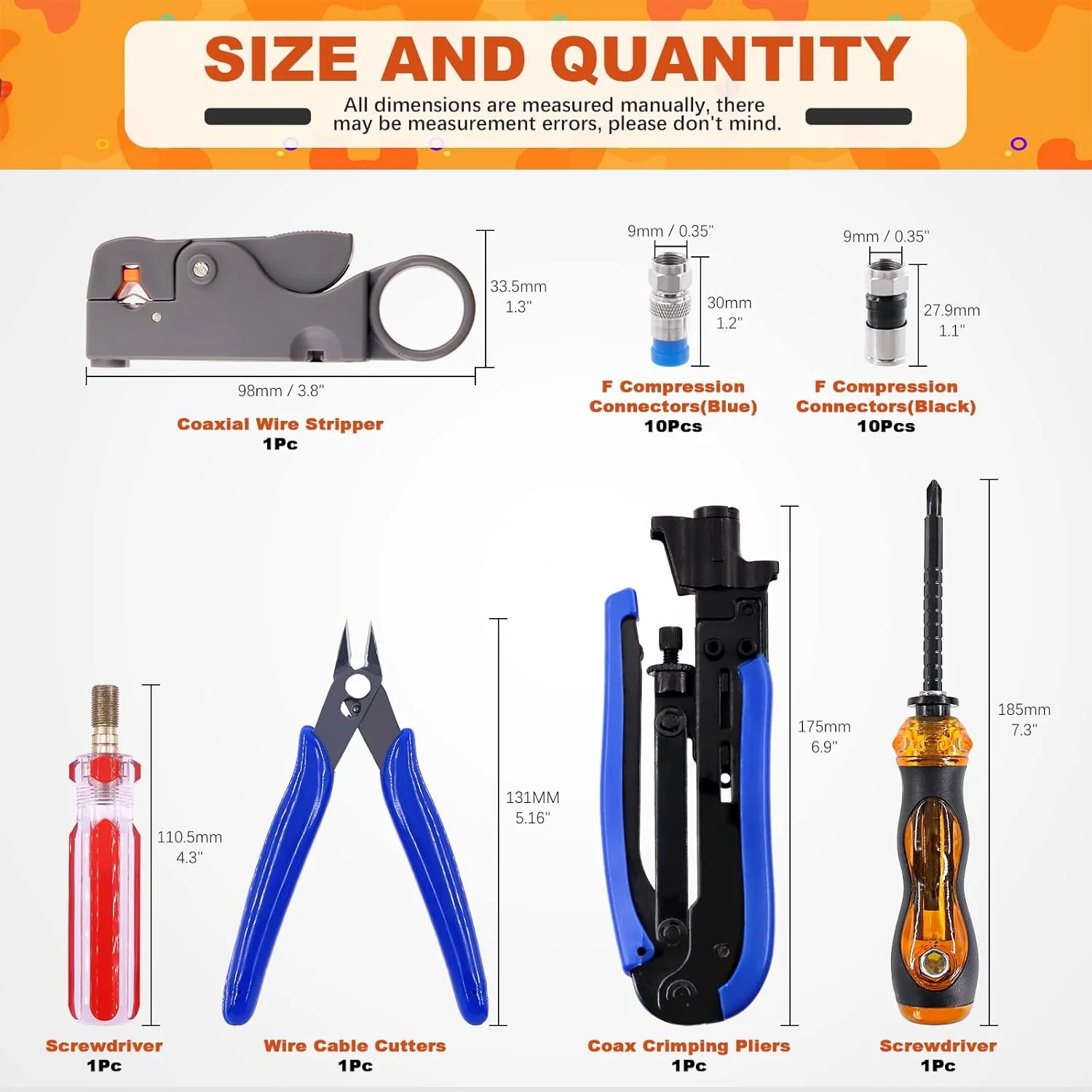 مجموعه ابزار پرس کابل کواکسیال ۲۵ عددی Tanstic شامل انبر پرس و سیم لخت کن کواکسیال، سیم چین، کانکتورهای فشاری F و پیچ گوشتی، ابزار فشاری کواکسیال برای تلویزیون کابلی، ویدئو و صدا مجموعه ابزار پرس کابل کواکسیال ۲۵ عددی Tanstic شامل انبر پرس و سیم لخت کن کواکسیال، سیم چین، کانکتورهای فشاری F و پیچ گوشتی، ابزار فشاری کواکسیال برای تلویزیون کابلی، ویدئو و صدا