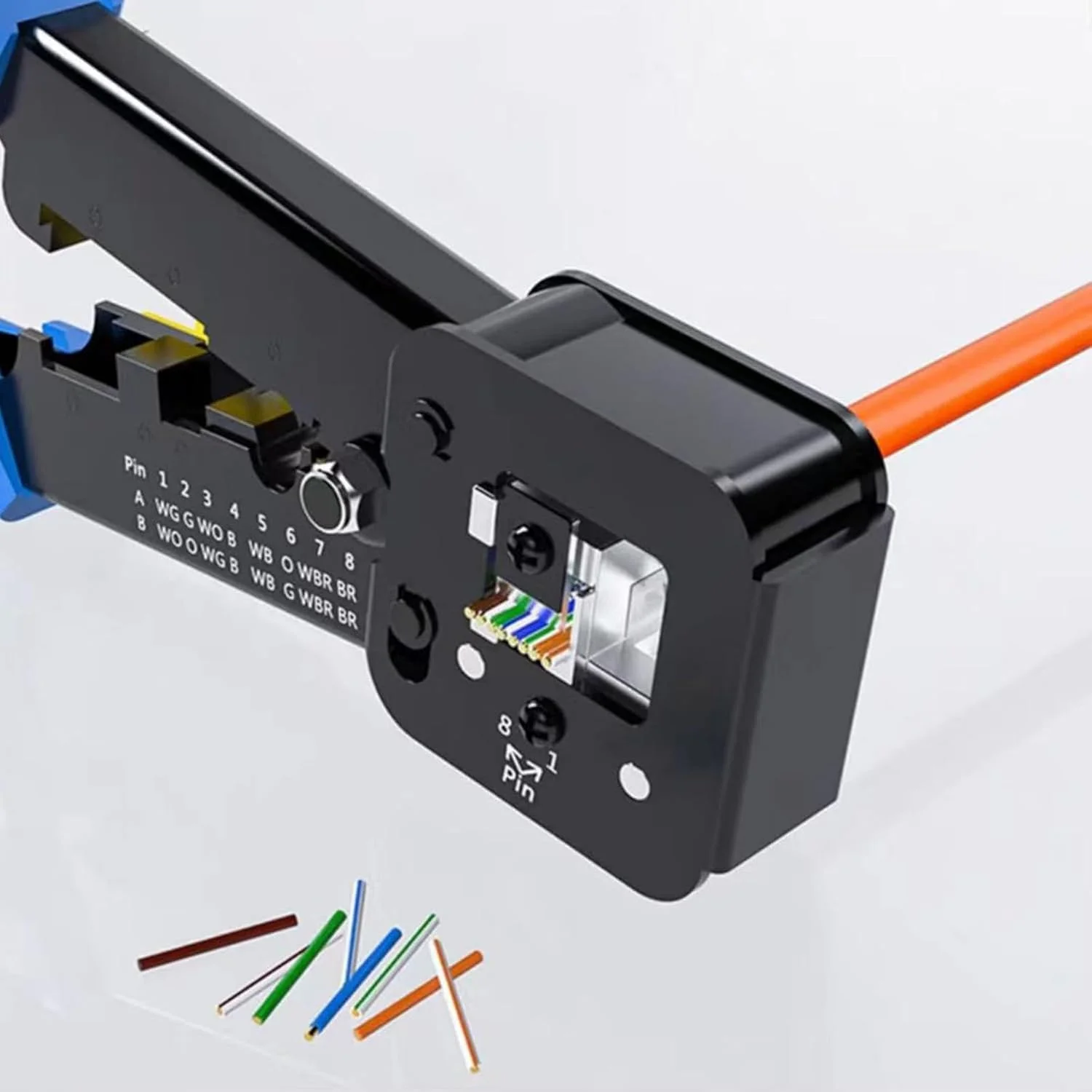 ابزار پرس RJ45 مدل Tazweeq Pass Through، کیت ابزار پرس اترنت جغجغه ای، ابزار پرس اترنت برای کانکتورهای RJ45 Pass Through و کانکتورهای RJ11/RJ12