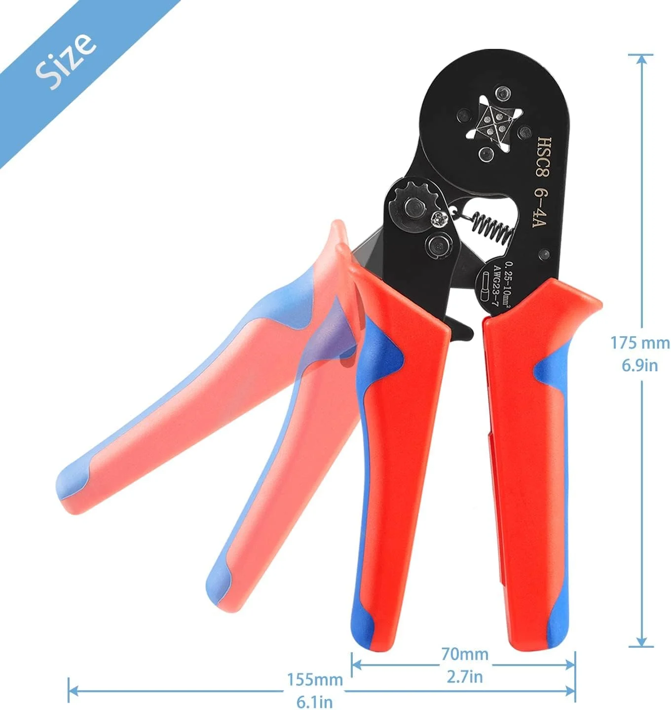 انبر پرس سرسیم سایوسی به همراه 1250 عدد سرسیم، مناسب برای برقکاران، ابزار جغجغه ای قابل تنظیم با کانکتورهای ترمینال 0.25-10 میلی متر مربع (AWG 23-7) انبر پرس سرسیم سایوسی به همراه 1250 عدد سرسیم، مناسب برای برقکاران، ابزار جغجغه ای قابل تنظیم با کانکتورهای ترمینال 0.25-10 میلی متر مربع (AWG 23-7)