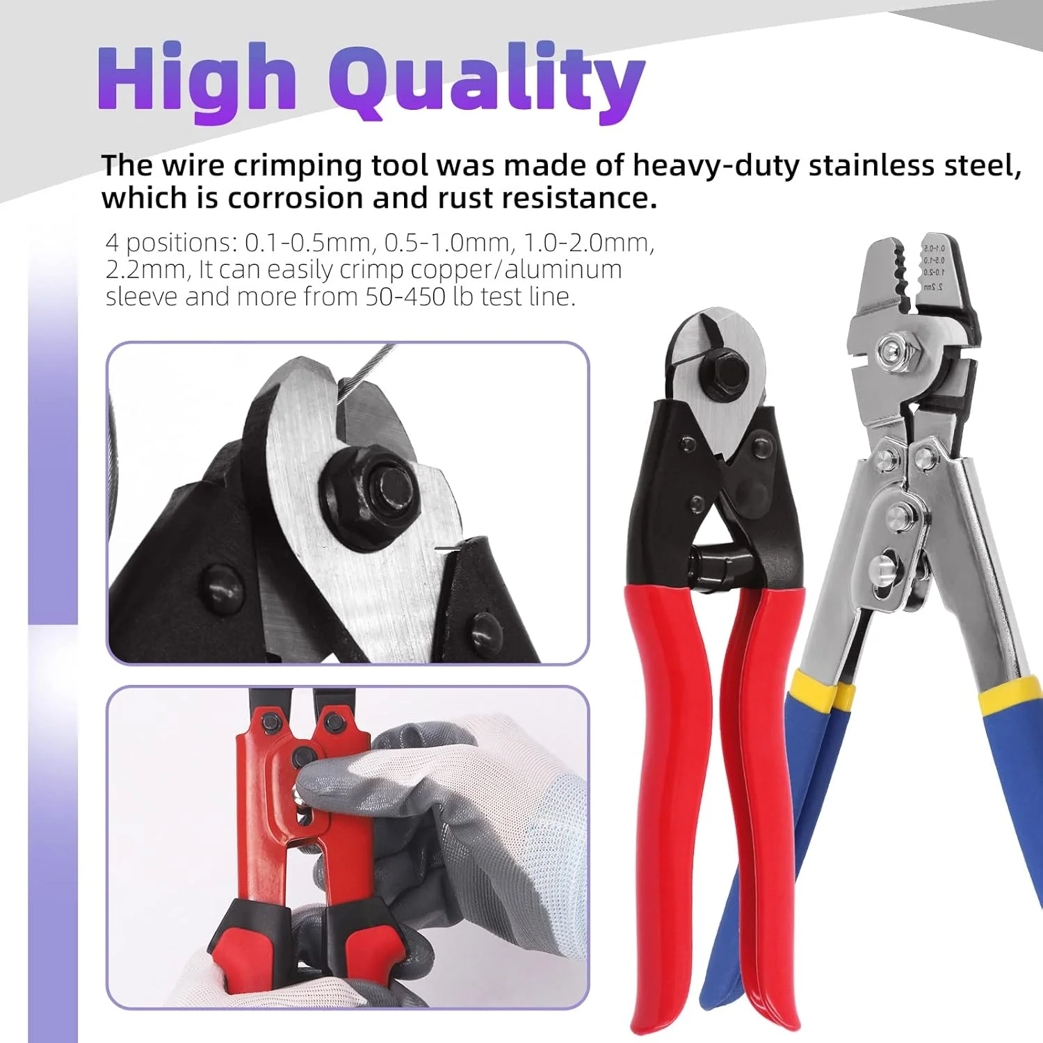 مجموعه ابزار پرس سیم بکسل Swpeet شامل 83 قطعه، پرس کابل تا 2.2 میلی متر و سیم چین تا 5/32 اینچ، 3 سایز حلقه آلومینیومی دوبل، 2 سایز انگشتانه استیل و دستکش های مقاوم در برابر برش