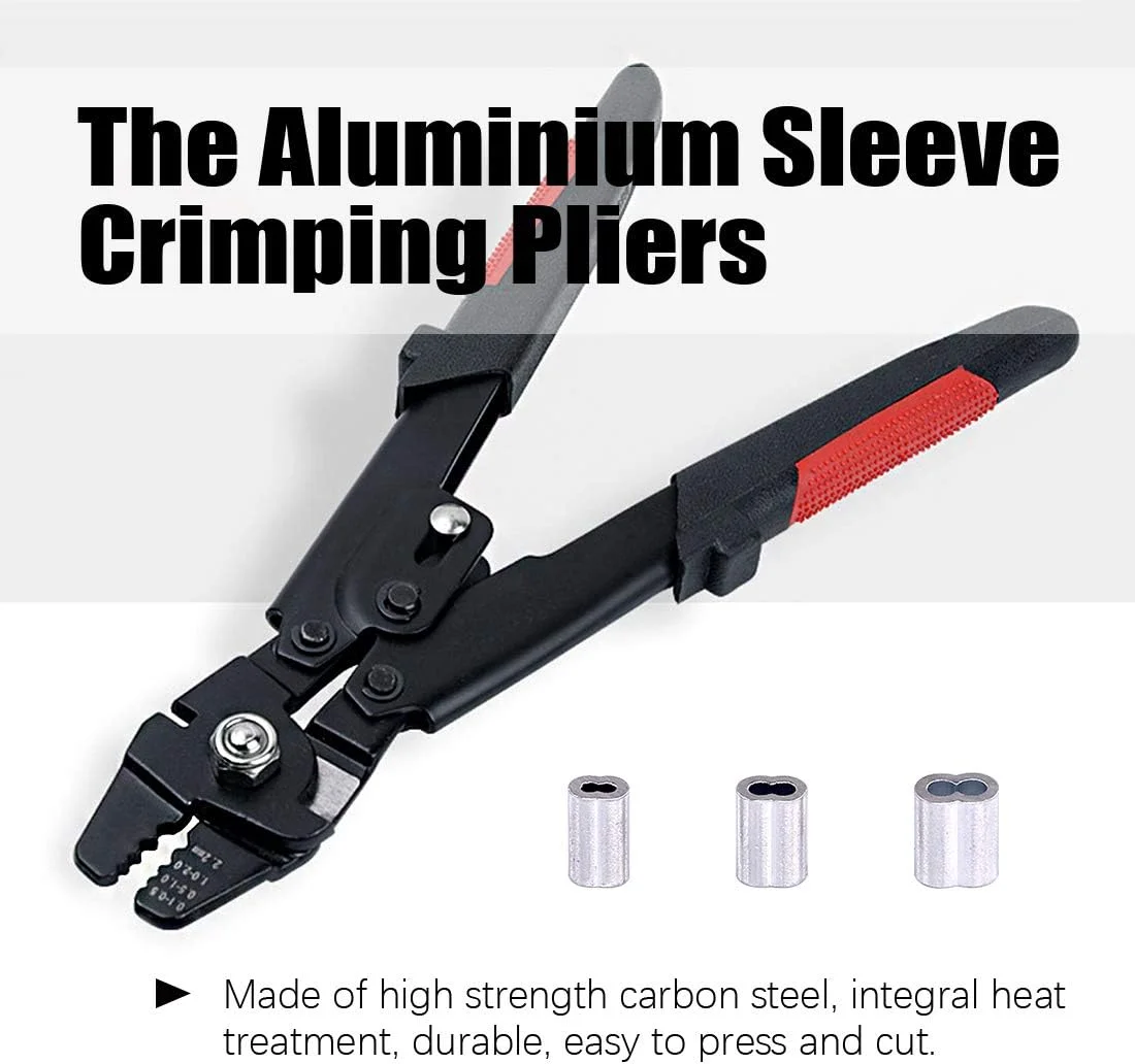 ابزار پرس سیم بکسل حرفه ای Swpeet تا 2.2 میلی متر به همراه 150 عدد حلقه آلومینیومی دو لول در 3 سایز