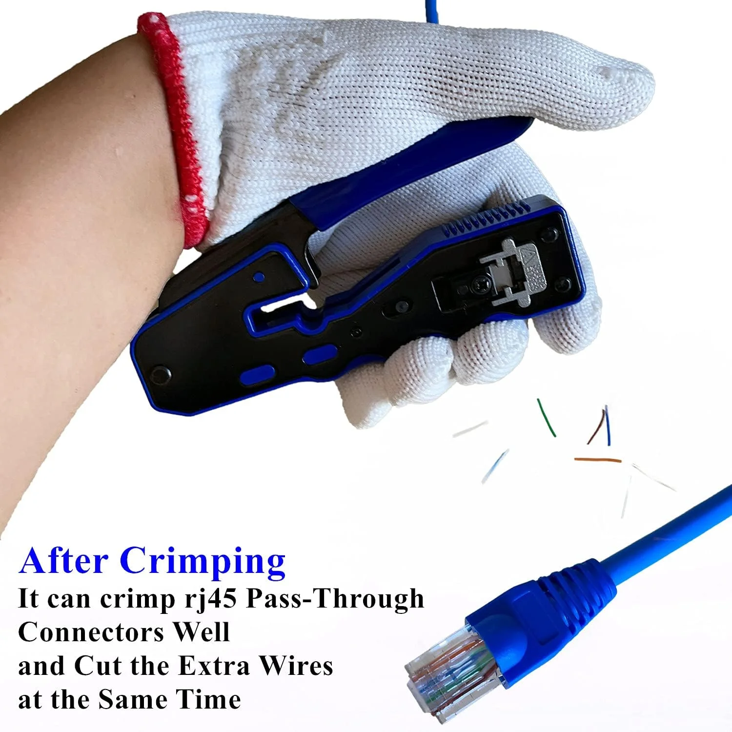 ست ابزار پرس RJ45 عبوری و استاندارد Cat6 Cat6A Cat5 Cat5e شامل ابزار پرس RJ45 به همراه 50 عدد کانکتور عبوری Cat6 RJ45، 20 عدد روکش، 1 عدد تستر کابل شبکه، 2 عدد سیم لخت کن، 1 عدد سیم چین