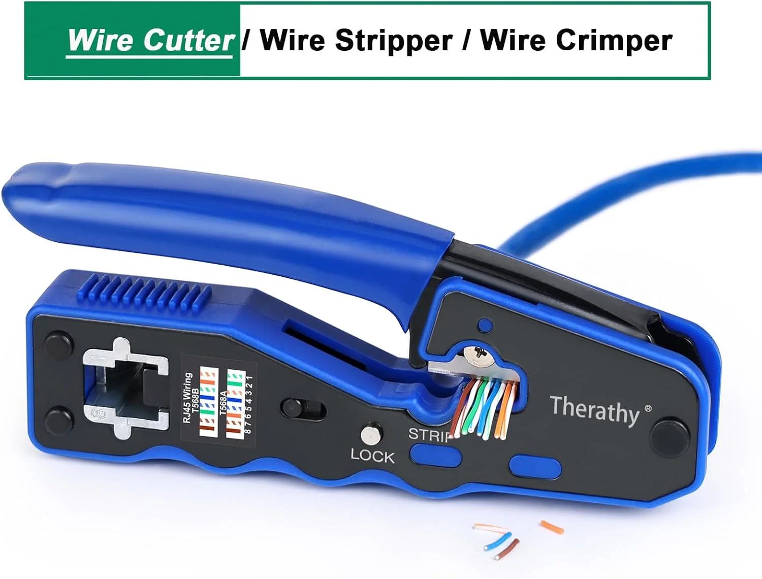 مجموعه ابزار پرس RJ45 Therathy، شامل ابزار پرس اترنت، 50 عدد کانکتور CAT6، 50 عدد روکش کانکتور، سیم لخت کن، تستر کابل شبکه، سیم چین 6 اینچی و دفترچه راهنما