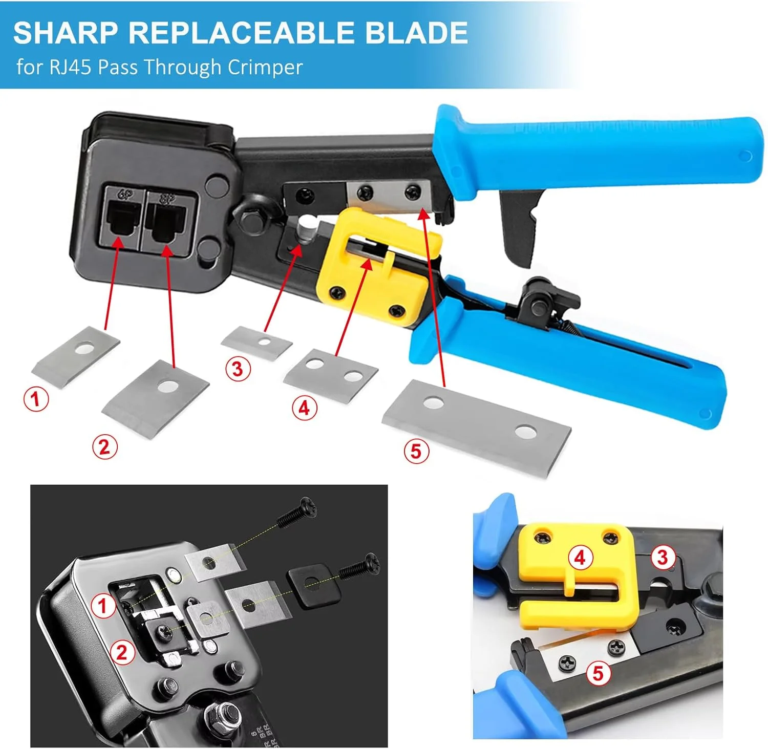 ابزار پرس RJ45 VINET، کیت ابزار پرس عبوری برای اتصالات اترنت Cat5 Cat5e Cat6 به همراه تستر کابل، 50 عدد کانکتور Cat6 و روکش محافظ و سیم لخت کن ابزار پرس RJ45 VINET، کیت ابزار پرس عبوری برای اتصالات اترنت Cat5 Cat5e Cat6 به همراه تستر کابل، 50 عدد کانکتور Cat6 و روکش محافظ و سیم لخت کن