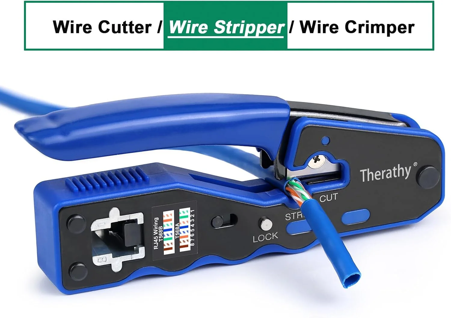 مجموعه ابزار پرس RJ45 Therathy، شامل ابزار پرس اترنت، 50 عدد کانکتور CAT6، 50 عدد روکش کانکتور، سیم لخت کن، تستر کابل شبکه، سیم چین 6 اینچی و دفترچه راهنما