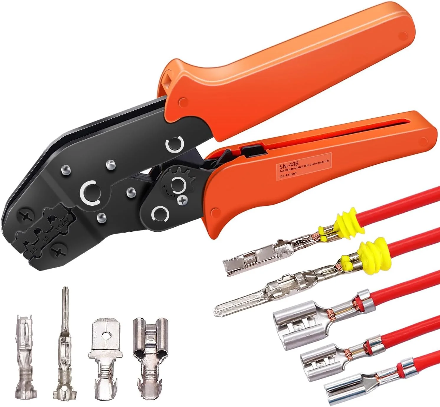 انبر پرس سیم Twidec برای سرسیم های چنگالی 2.8/4.8/6.3 میلی متر، ابزار پرس دستی 26-16AMG برای ترمینال های باز SN-48B