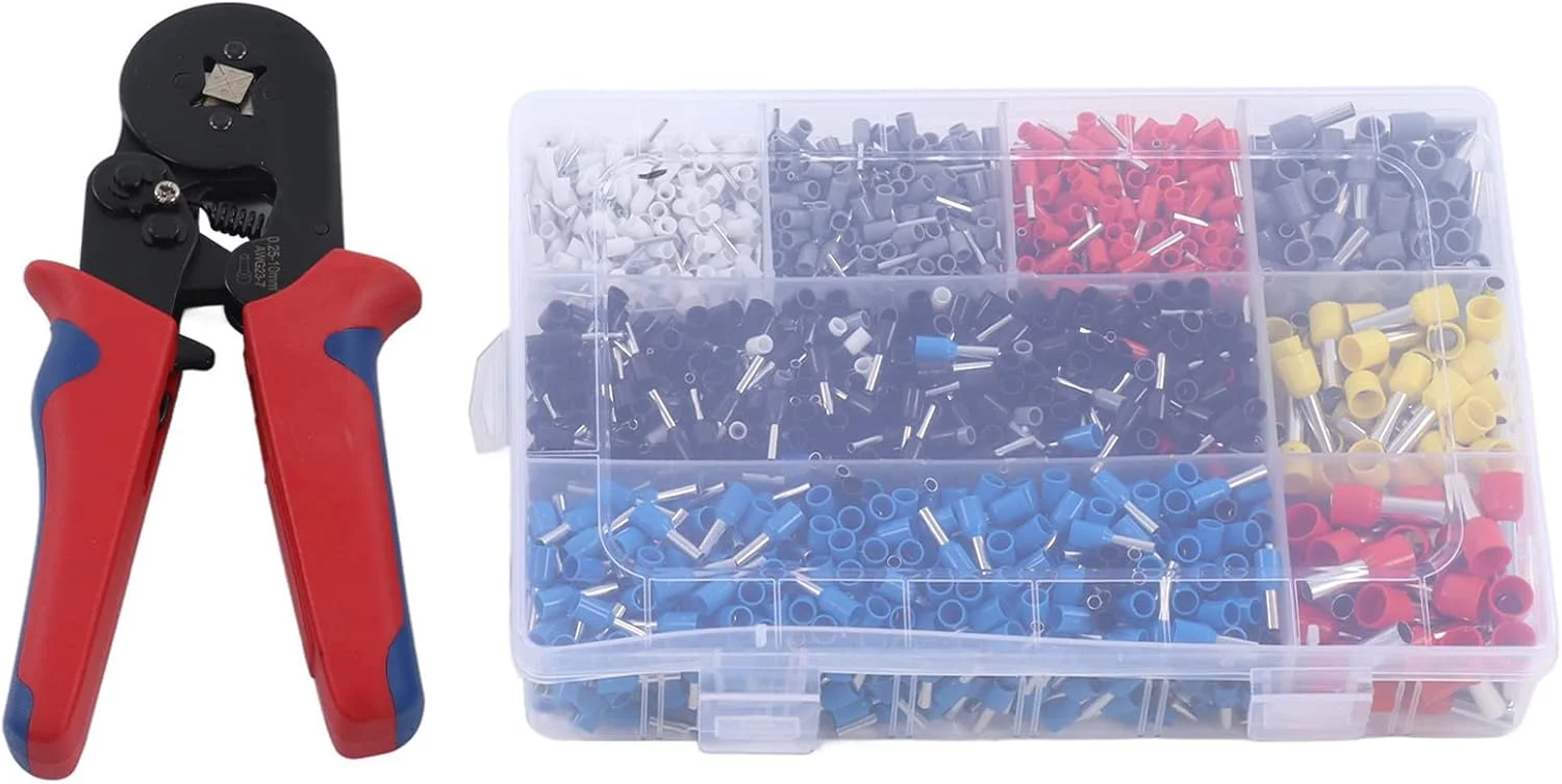 مجموعه ابزار پرس سیم، مس + PVC + فولاد کربنی، انبر پرس اتصال قوی با دسته ارگونومیک، 1800 عدد در مجموعه برای تعمیرات الکتریکی