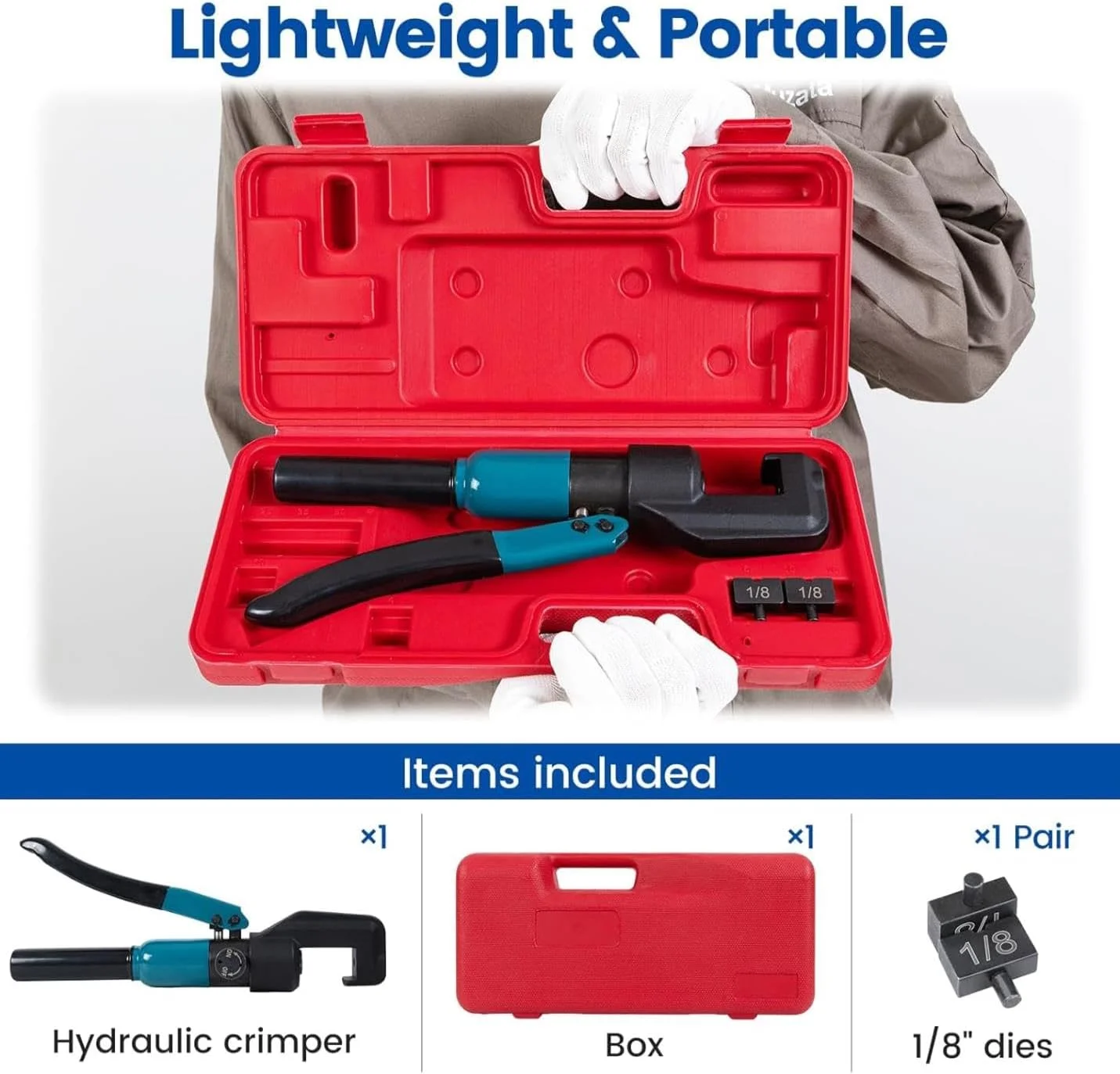 ابزار پرس هیدرولیک دستی سفارشی 45KN برای کیت نرده کابل استیل ضد زنگ 1/8 اینچی، ابزار سیم بکسل با یک جفت قالب 1/8 اینچی CR09، CT1 ابزار پرس هیدرولیک دستی سفارشی 45KN برای کیت نرده کابل استیل ضد زنگ 1/8 اینچی، ابزار سیم بکسل با یک جفت قالب 1/8 اینچی CR09، CT1