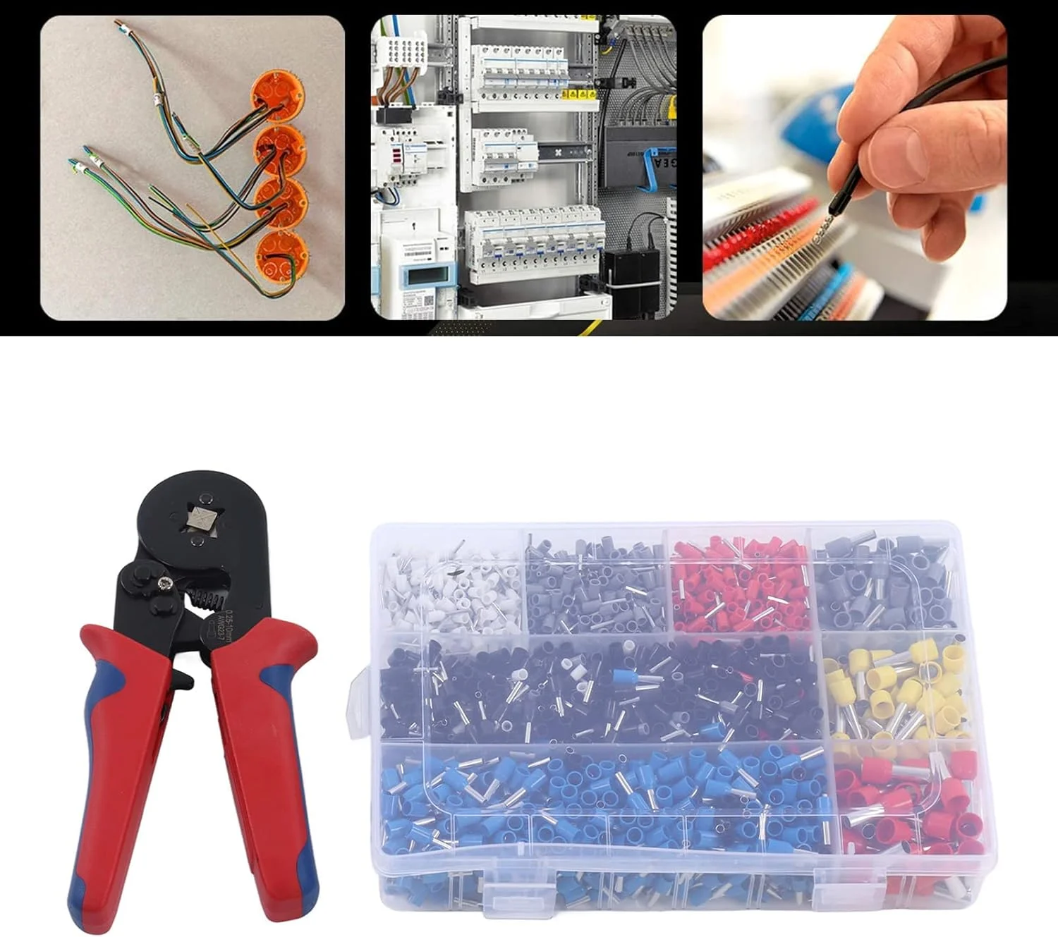 مجموعه ابزار پرس سیم، 1800 قطعه / مجموعه انبر پرس اتصال قوی با دسته ارگونومیک برای کارهای DIY