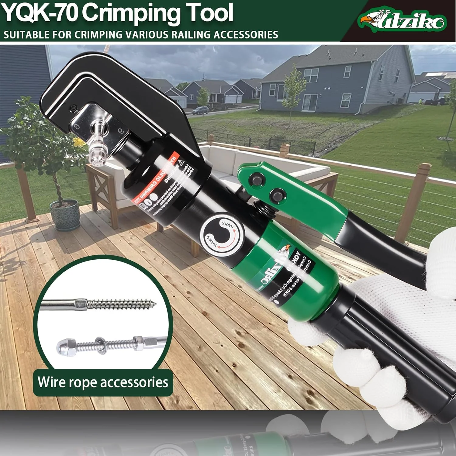 پرس کابلشو هیدرولیک 10 تن، مناسب برای کابل های 12 AWG تا 00 (2/0)، به همراه 9 قالب (ابزار پرس کابل 12awg~00awg)