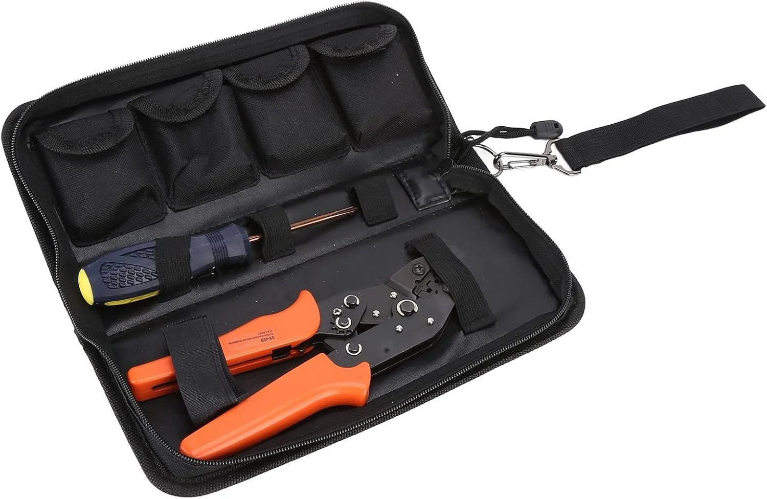 ست ابزار پرس ViaGasaFamido برای سر کابل با کیف قابل حمل، شامل ۸ جفت فک گیره ای و ۲ جفت لوازم جانبی فک گیره ای، مناسب برای ترمینال ها یا کانکتورهای مختلف