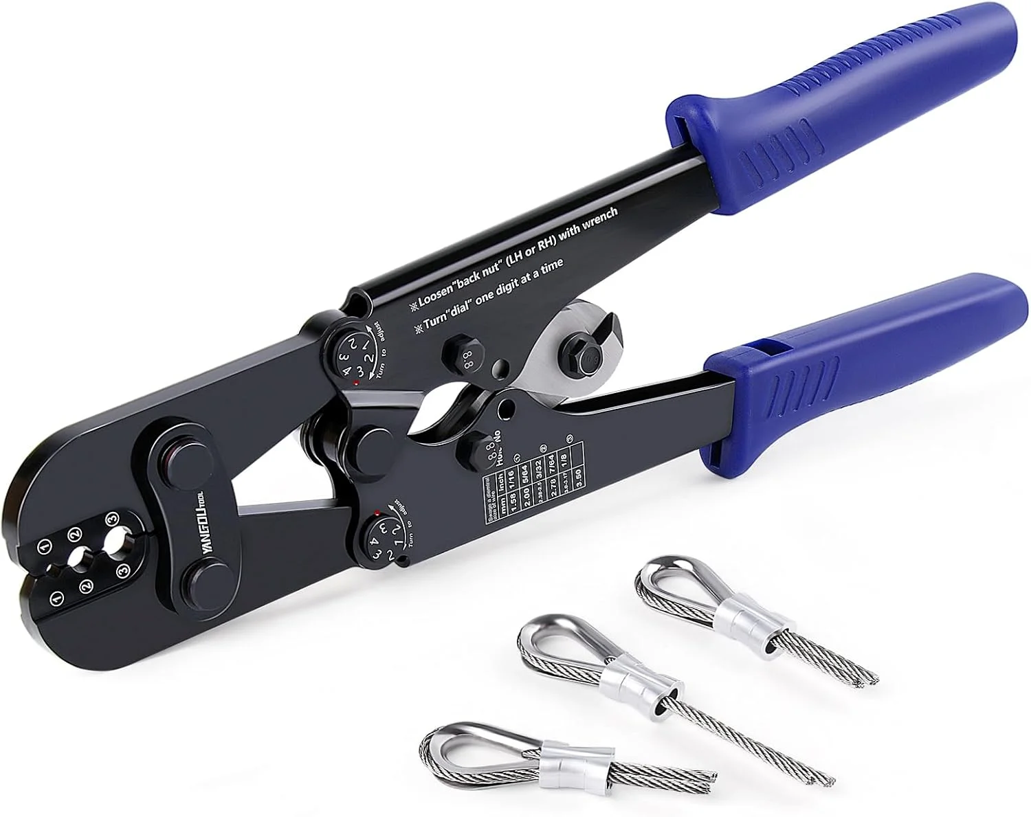 ابزار پرس سیم بکسل Yangoutool برای آستین های بیضی آلومینیومی، آستین های توقف، حلقه های پرسی، حلقه آستین پرسی از 1/16 تا 1/8 اینچ