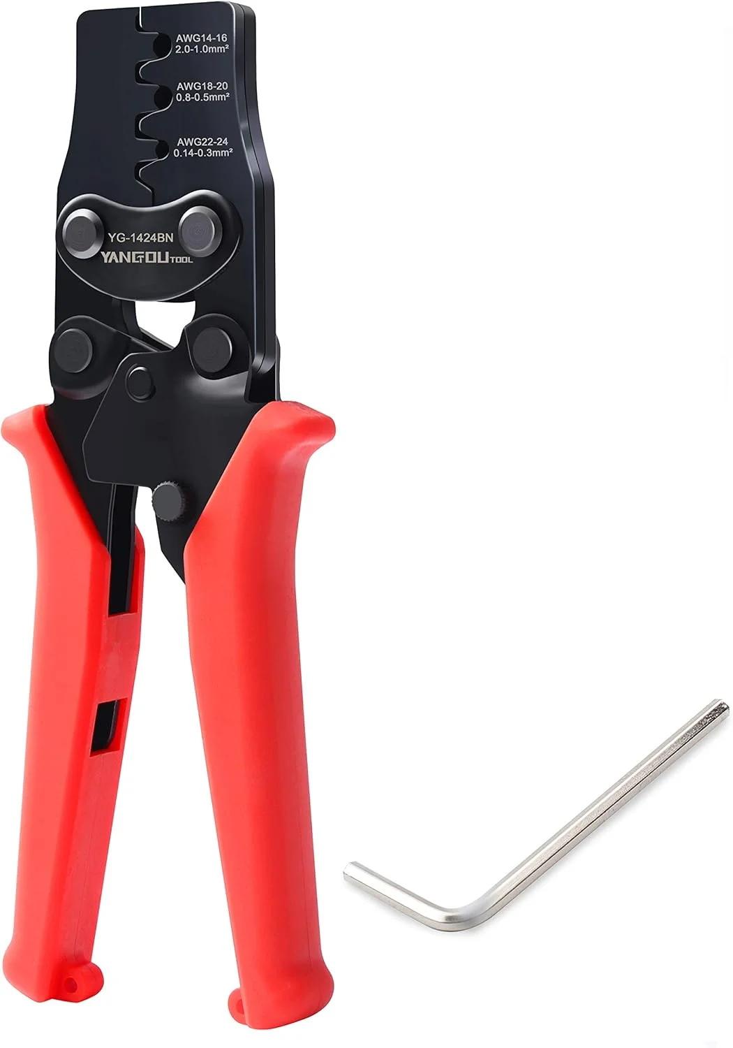 ابزار پرس سرسیم پیشرفته Yangoutool: پرس چند منظوره برای AWG 24-14، ایده آل برای ترمینال های Delphi APTIV و کانکتورهای Metri-Pack مدل 1424BN