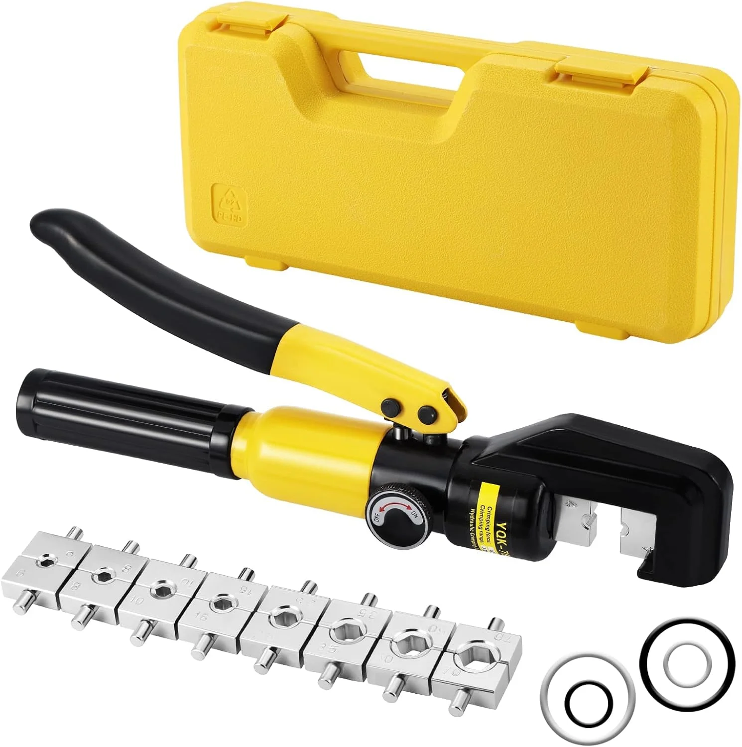 ابزار پرس هیدرولیک سیم و کابل برقی فروشگاه سفید، 10-400 میلی متر، پرس کابل جغجغه ای 16 تن، مجموعه قالب ابزار نیروی پرس ترمینال سیم کابل برقی هیدرولیک (YQK-70)