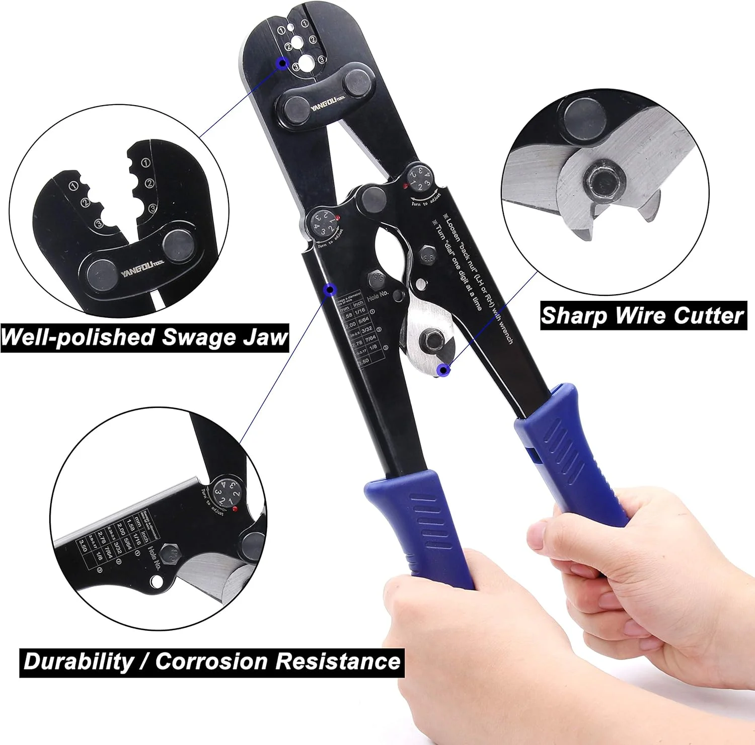 ابزار پرس سیم بکسل Yangoutool برای آستین های بیضی آلومینیومی، آستین های توقف، حلقه های پرسی، حلقه آستین پرسی از 1/16 تا 1/8 اینچ ابزار پرس سیم بکسل Yangoutool برای آستین های بیضی آلومینیومی، آستین های توقف، حلقه های پرسی، حلقه آستین پرسی از 1/16 تا 1/8 اینچ