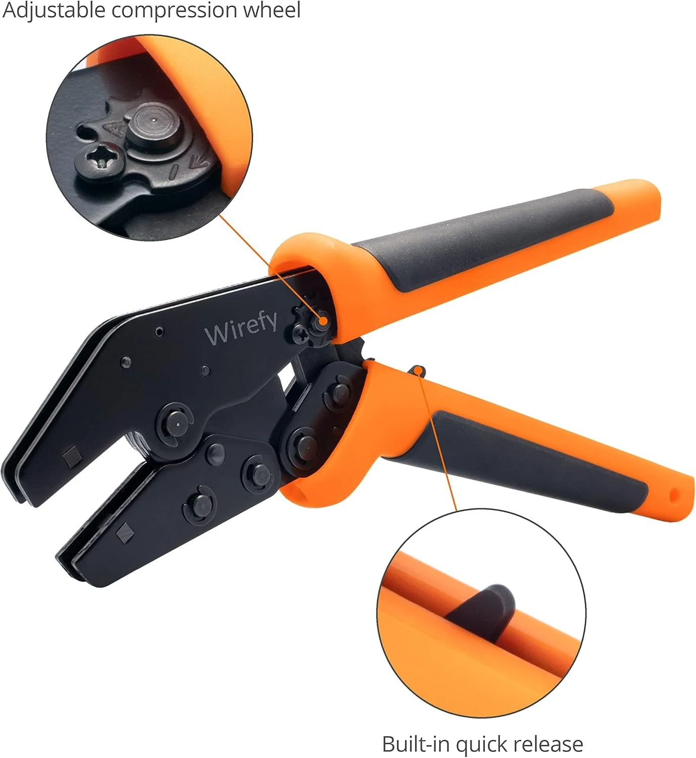 ابزار پرس وایر 9 اینچی Wirefy با قابلیت تعویض سریع قالب‌های پرس - انبر پرس وایر با اهرم بالا - انبر پرس - ابزار پرس سرسیم جغجغه‌ای - 26-4 AWG