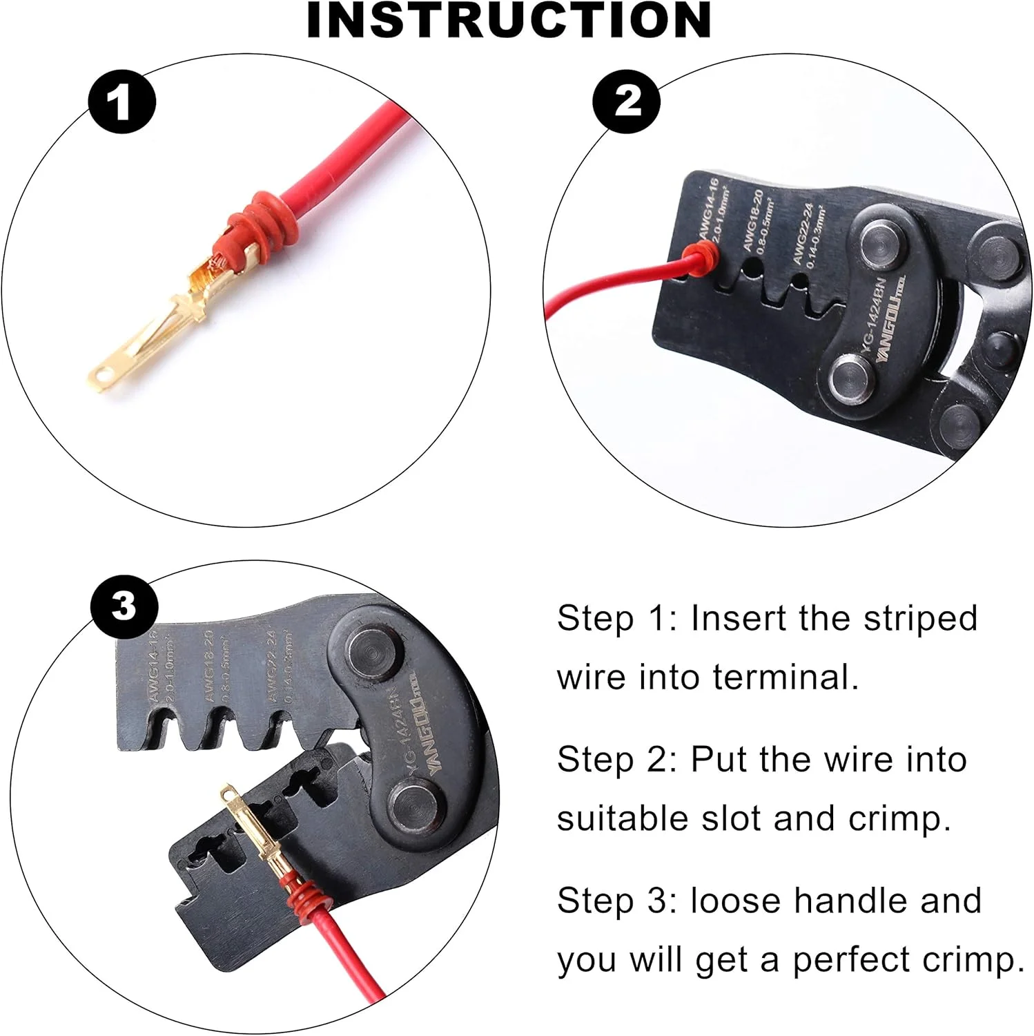 ابزار پرس سرسیم پیشرفته Yangoutool: پرس چند منظوره برای AWG 24-14، ایده آل برای ترمینال های Delphi APTIV و کانکتورهای Metri-Pack مدل 1424BN