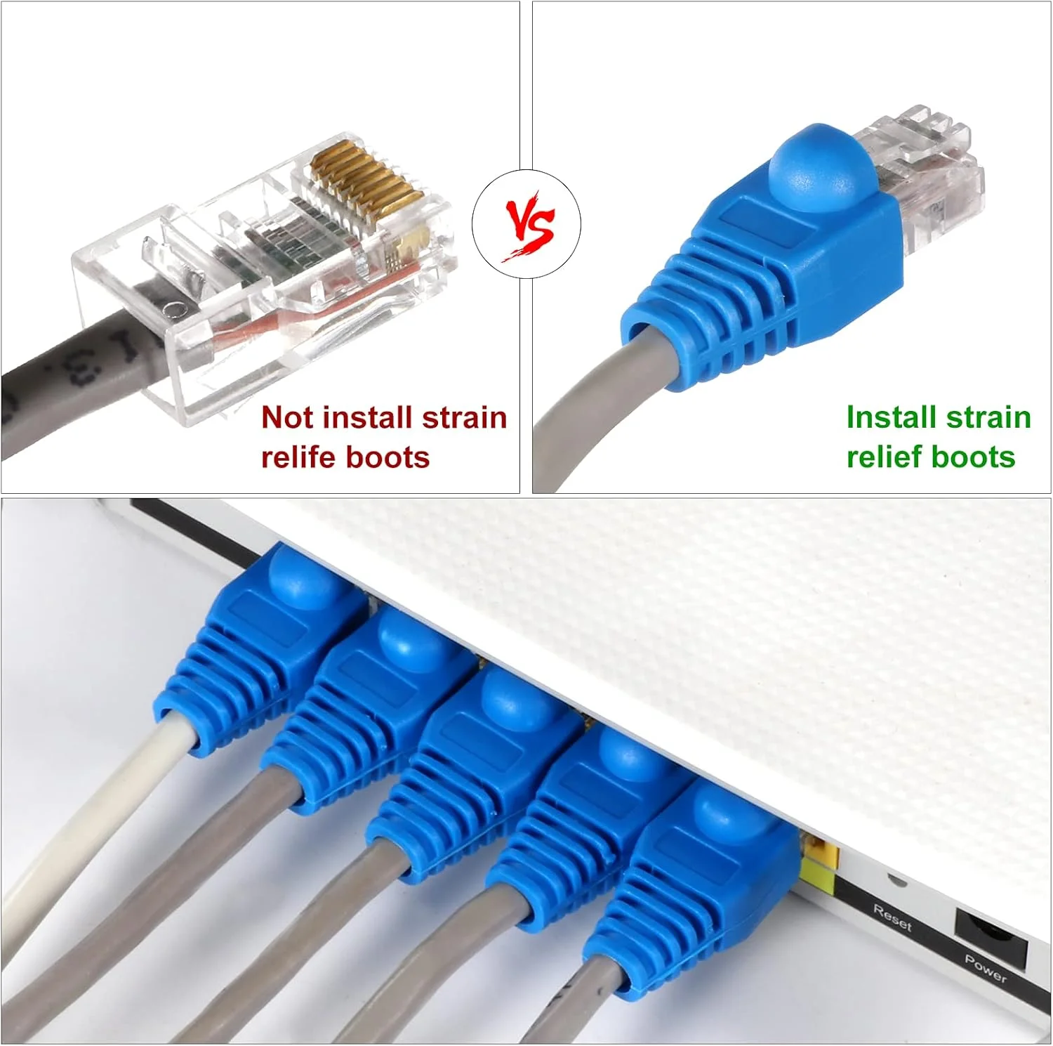 ست ابزار پرس RJ45 مدل YWNEGWE شامل ابزار پرس Cat5 Cat5e Cat6 RJ45 به همراه 20 عدد کانکتور عبوری Cat6 RJ45، 20 عدد روکش، 1 عدد سیم لخت کن و 1 عدد تستر کابل شبکه