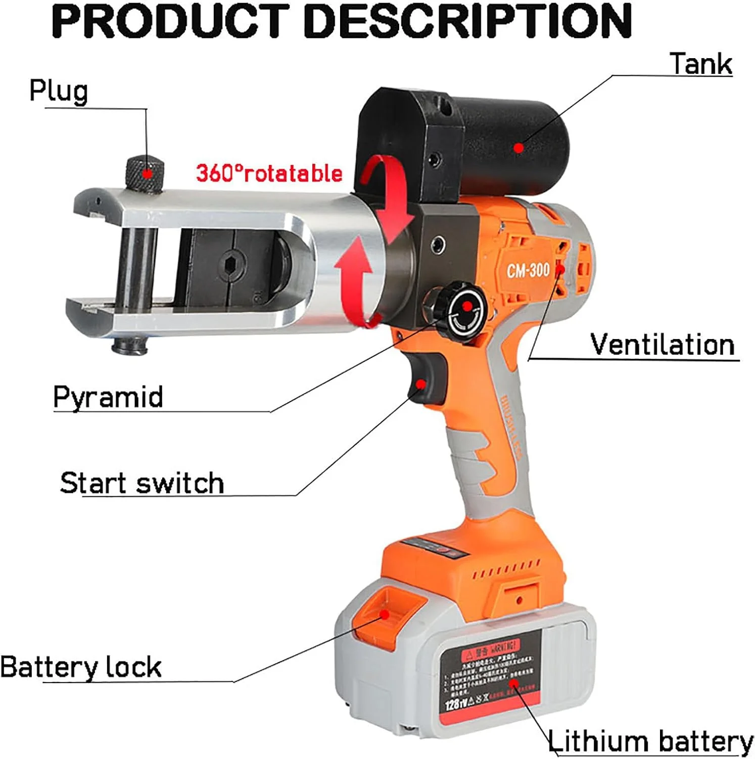 ابزار پرس الکترو هیدرولیک، ابزار پرس شارژی، 16-300 میلی متر مربع (11 قالب)، گیره چرخان 360 درجه، گشتاور 380 نیوتن متر، انبر پرس ترمینال آلومینیوم و مس، 2 * باتری ابزار پرس الکترو هیدرولیک، ابزار پرس شارژی، 16-300 میلی متر مربع (11 قالب)، گیره چرخان 360 درجه، گشتاور 380 نیوتن متر، انبر پرس ترمینال آلومینیوم و مس، 2 * باتری