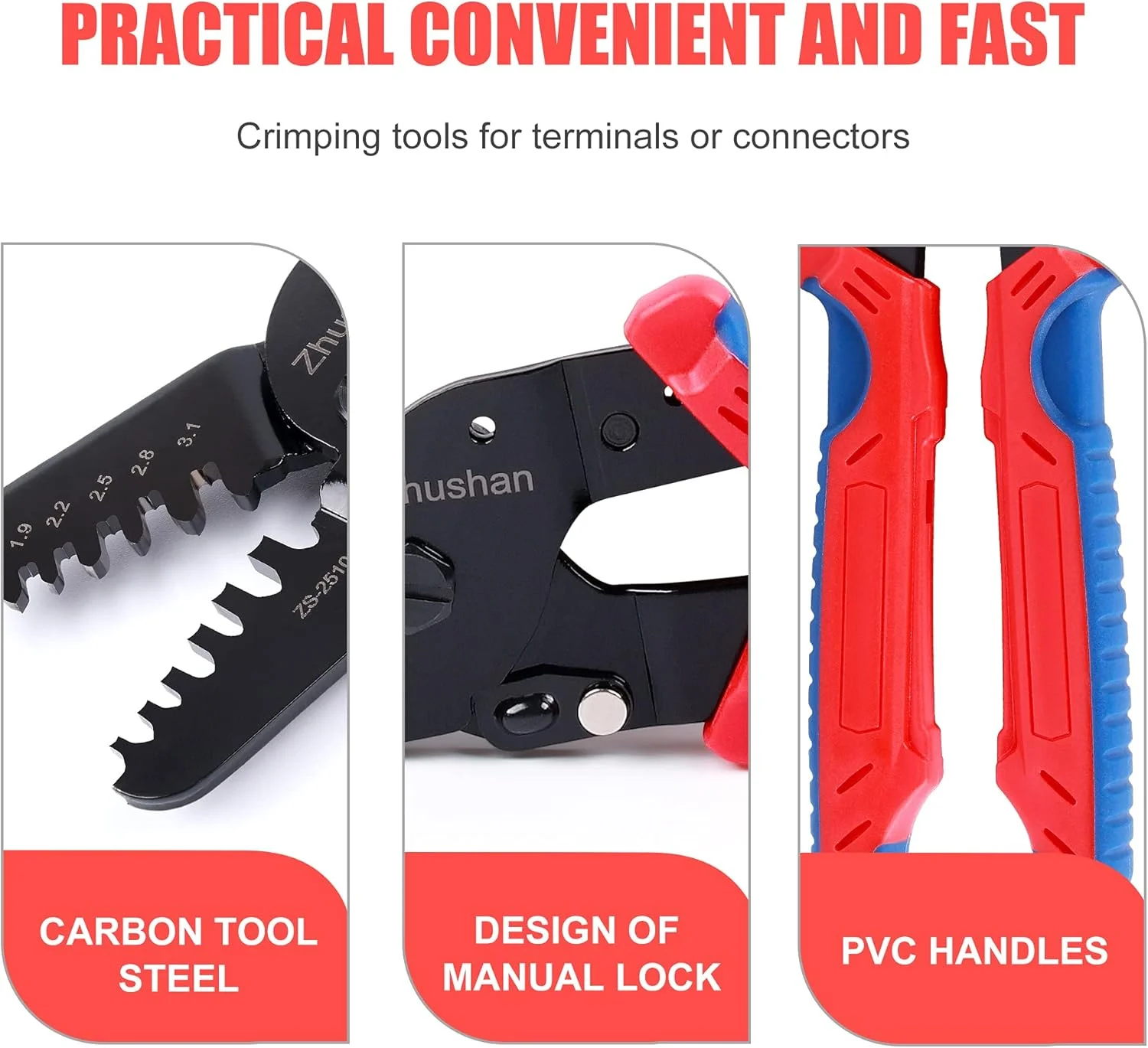 ابزار پرس سرسیم Zhushan برای کانکتورهای میکرو، مناسب برای ترمینال‌ها و کانکتورهای JAM، Molex، Tyco، Jst برای FPV و سروو پهپاد