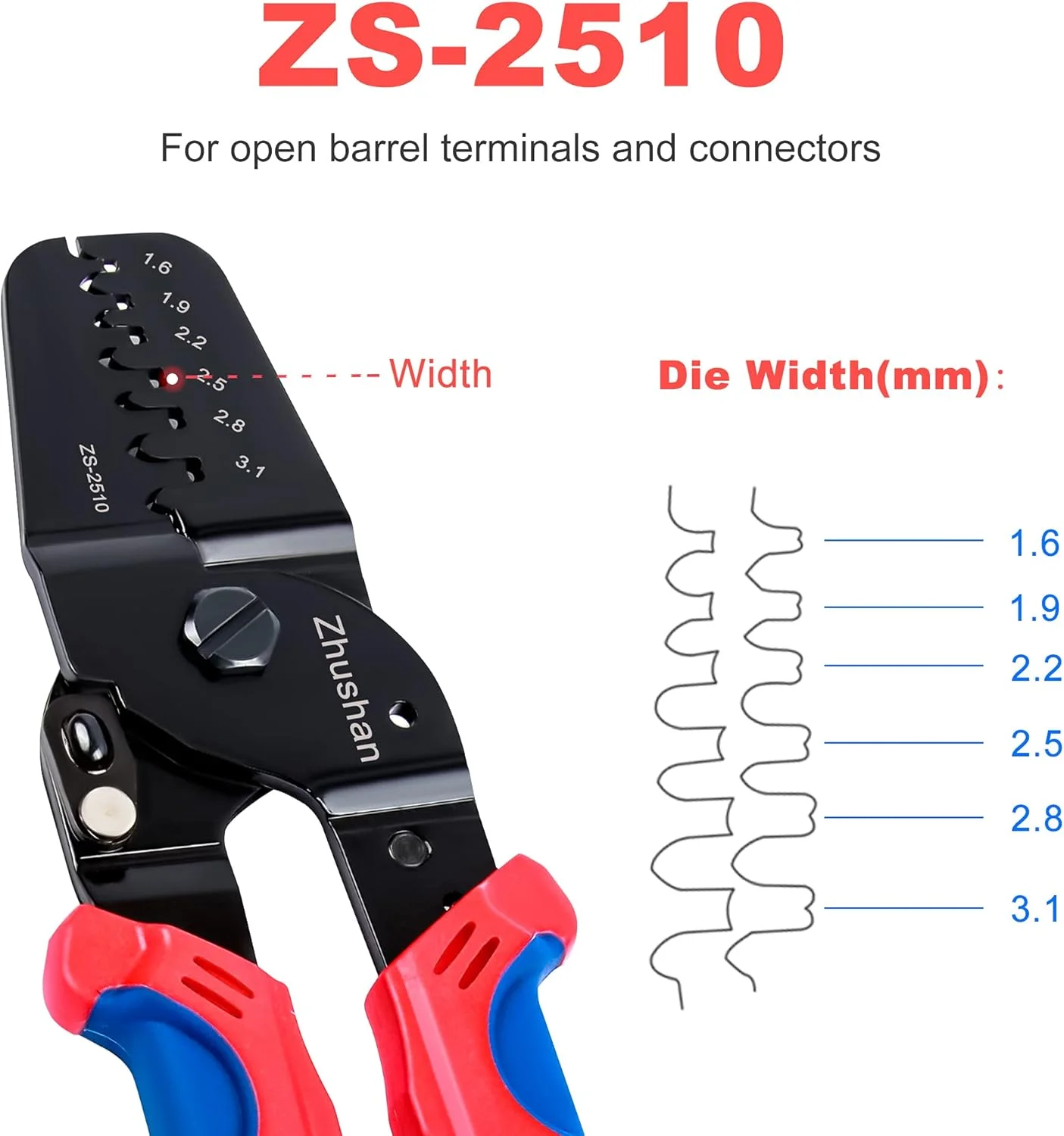 ابزار پرس سرسیم Zhushan برای کانکتورهای میکرو، مناسب برای ترمینال‌ها و کانکتورهای JAM، Molex، Tyco، Jst برای FPV و سروو پهپاد