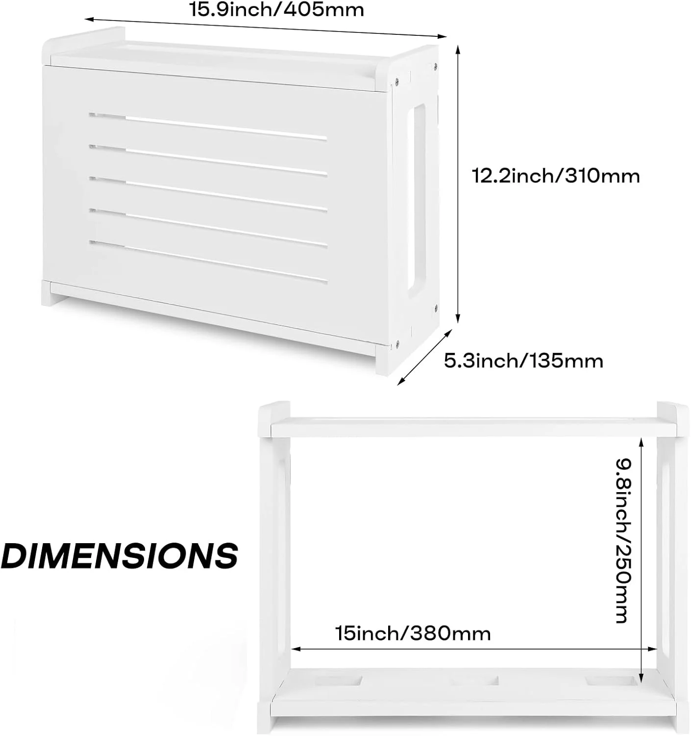 قفسه روتر BEARUT، نصب دیواری، جعبه ذخیره سازی روتر WiFi، پوشش روتر مودم کابل، مدیریت کابل نوار برق سازمان یافته، قفسه مخفی کننده، ساخته شده از چوب جامد، نیاز به مونتاژ، سفید قفسه روتر BEARUT، نصب دیواری، جعبه ذخیره سازی روتر WiFi، پوشش روتر مودم کابل، مدیریت کابل نوار برق سازمان یافته، قفسه مخفی کننده، ساخته شده از چوب جامد، نیاز به مونتاژ، سفید